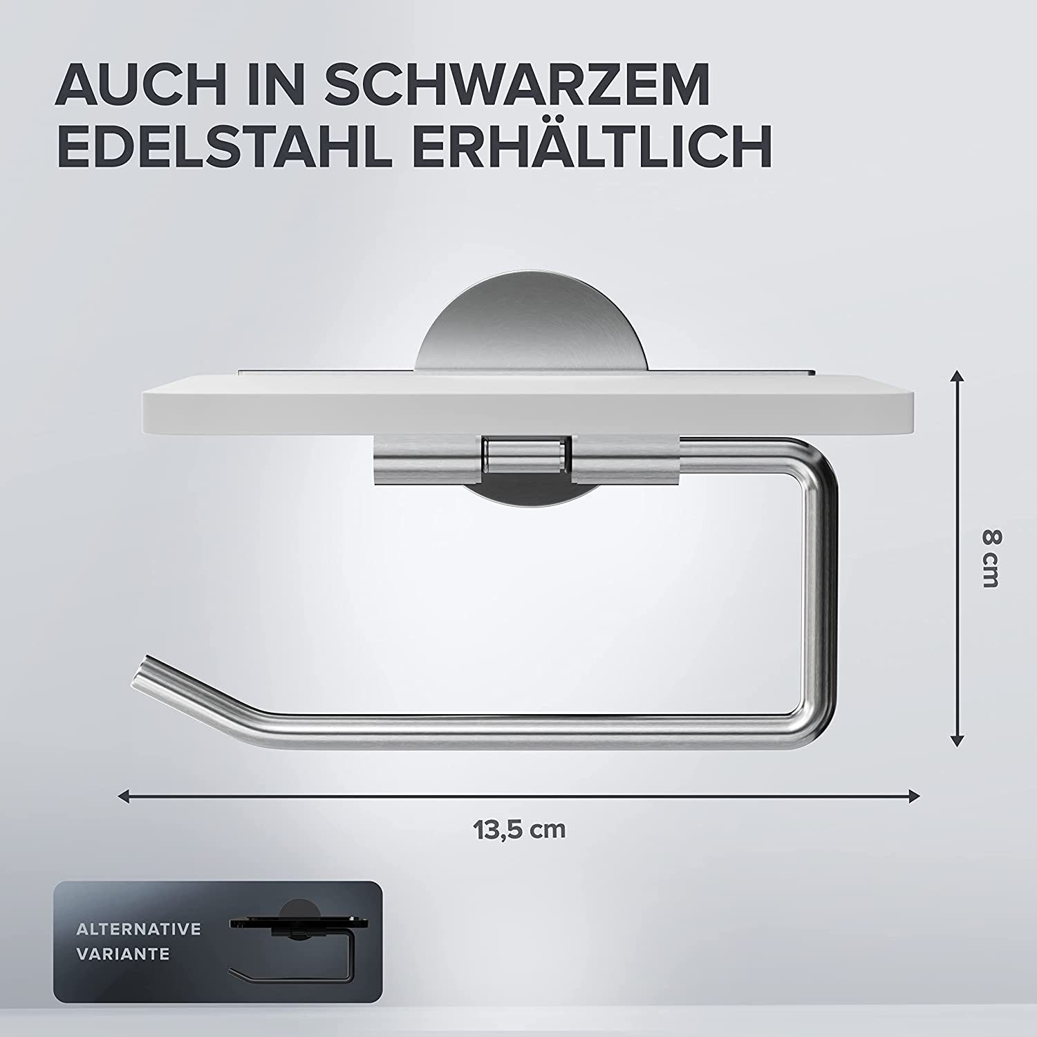 ovimar Toilettenpapierhalter Helnaes (1-St), aus Glas in Silber zur Zum Bohren – Bild 3 von 5