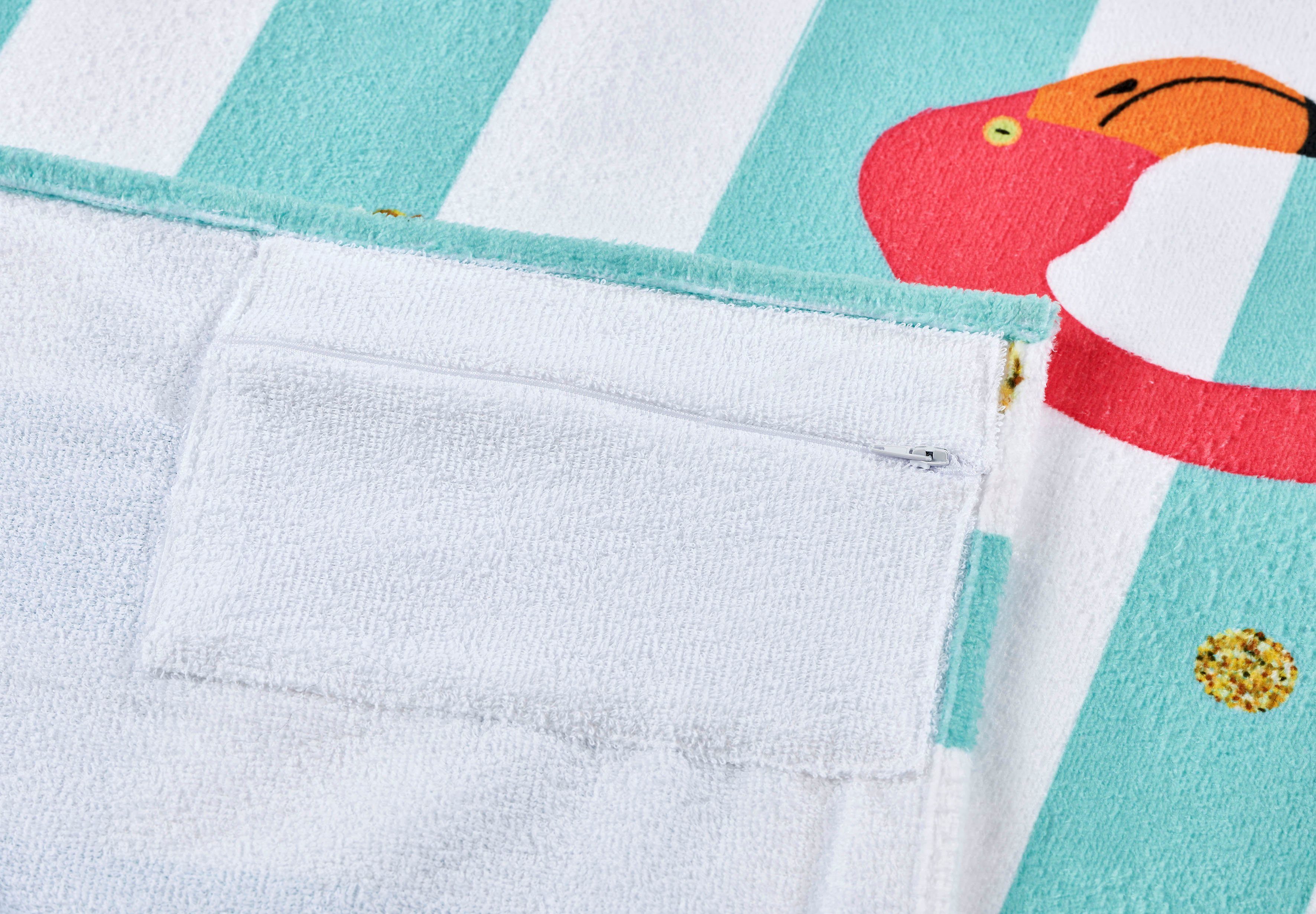 done.® Strandtuch »Flamingo« (1-St), Eingenähte Reisverschluss-Tasche für Wertgegenstände-HomeTrends