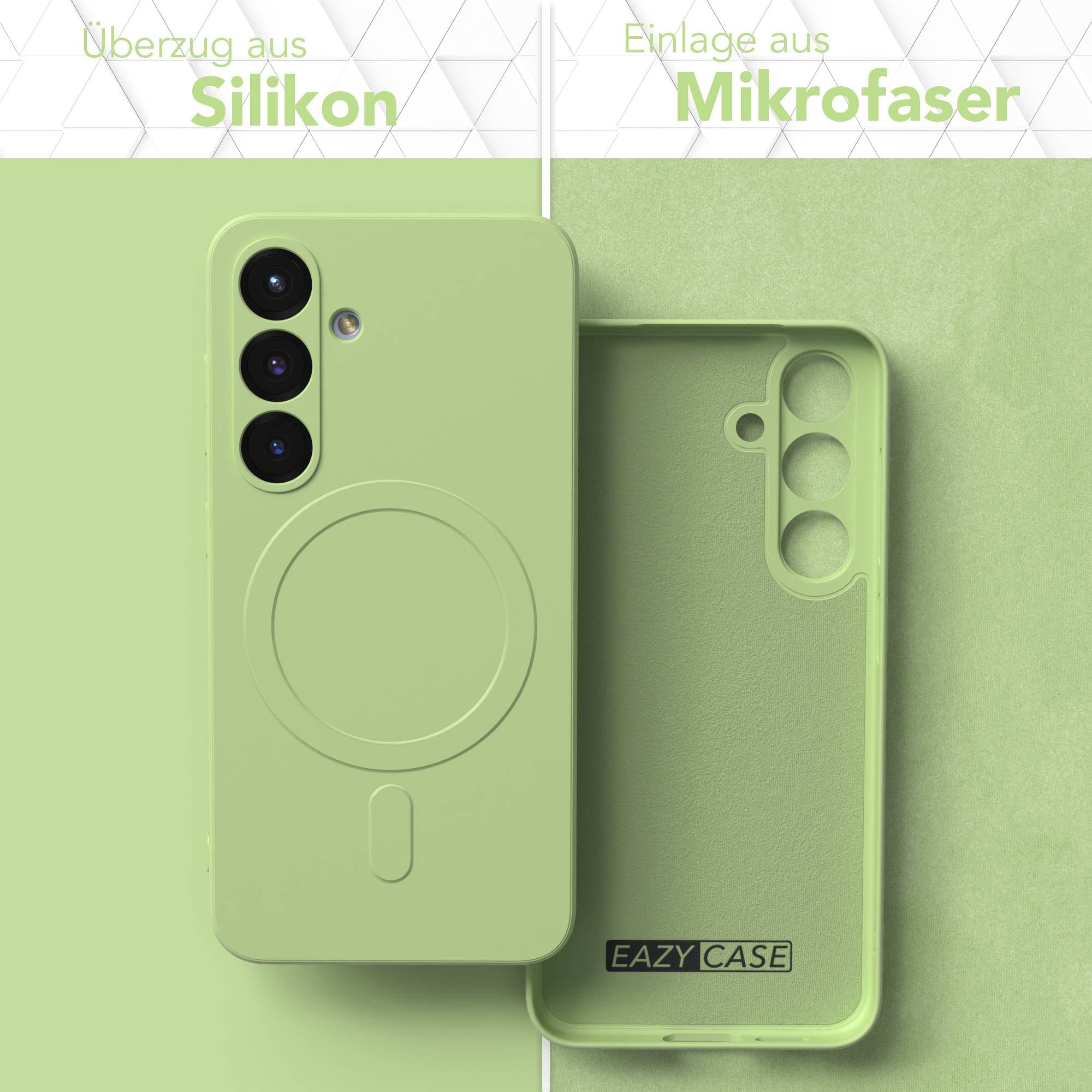 EAZY CASE Handyhülle für Samsung Galaxy S25 Hülle Silikon 6,2 Zoll, Schutzhülle MagSafe kompatibel Anti-Slip Oberfläche kratzfest Grün