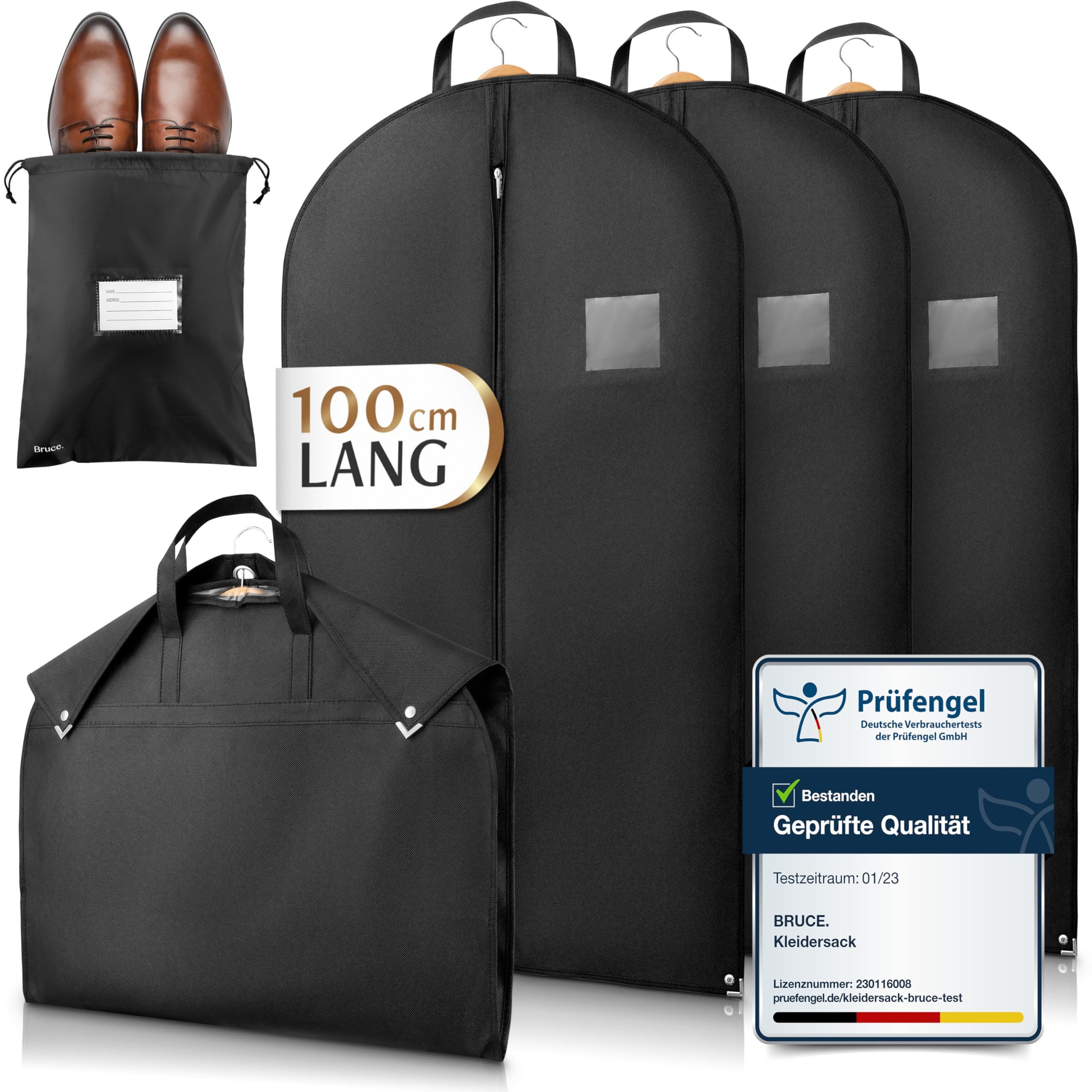 Bruce Kleidersack Optimierte Materialstärke von 120 GSM (Hochwertige Kleiderhülle für Anzug und Kleid) Atmungsaktive Anzugtasche für Reisen