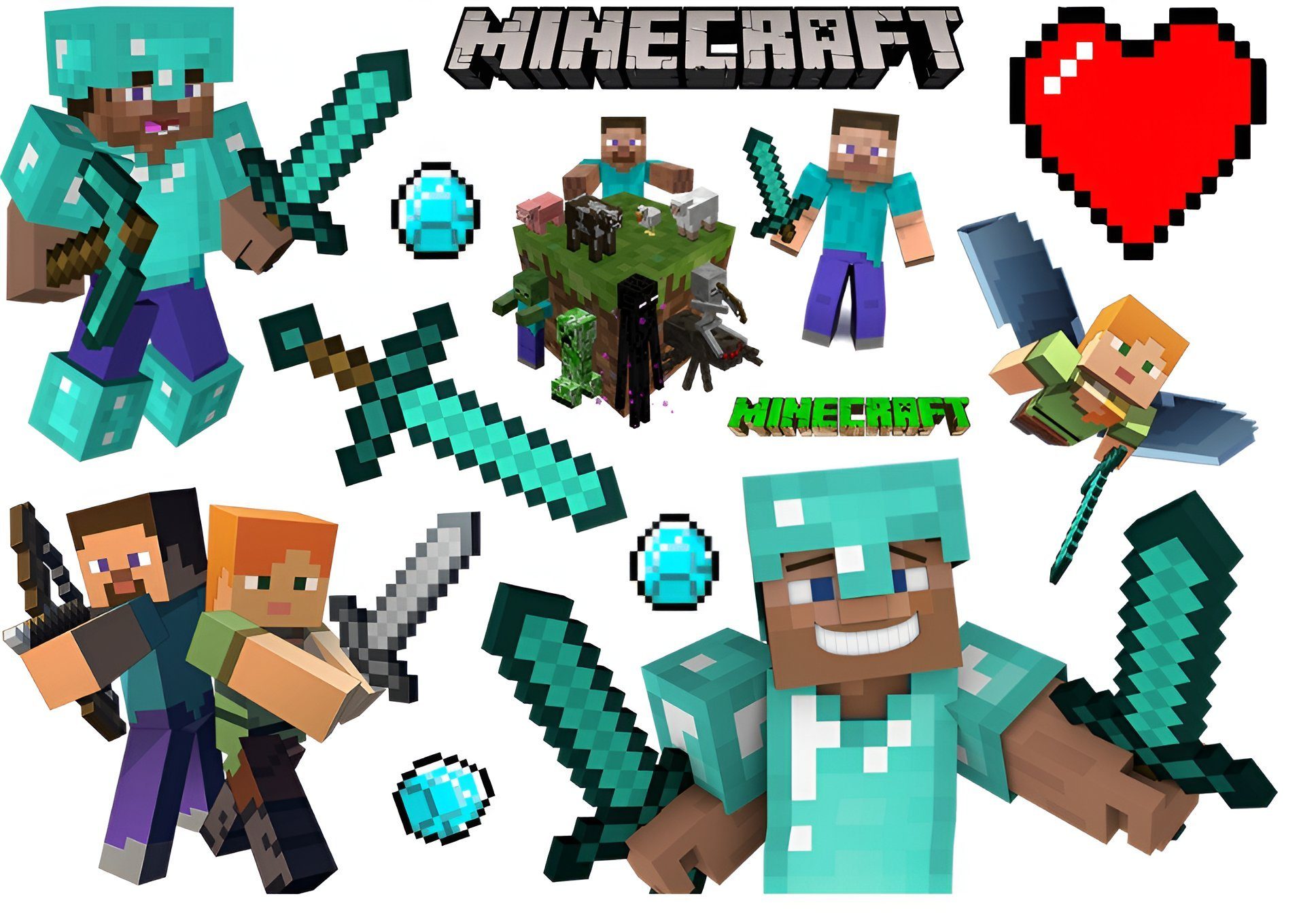 Festivalartikel Kindertattoo MINECRAFT Kindertattoos Abwaschbar Party Geburtstag Wasserfest Tattoo