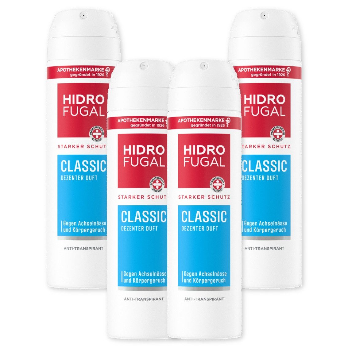 Hidrofugal Deo-Spray Deo Classic Spray 4 x 150ml, 4-tlg.