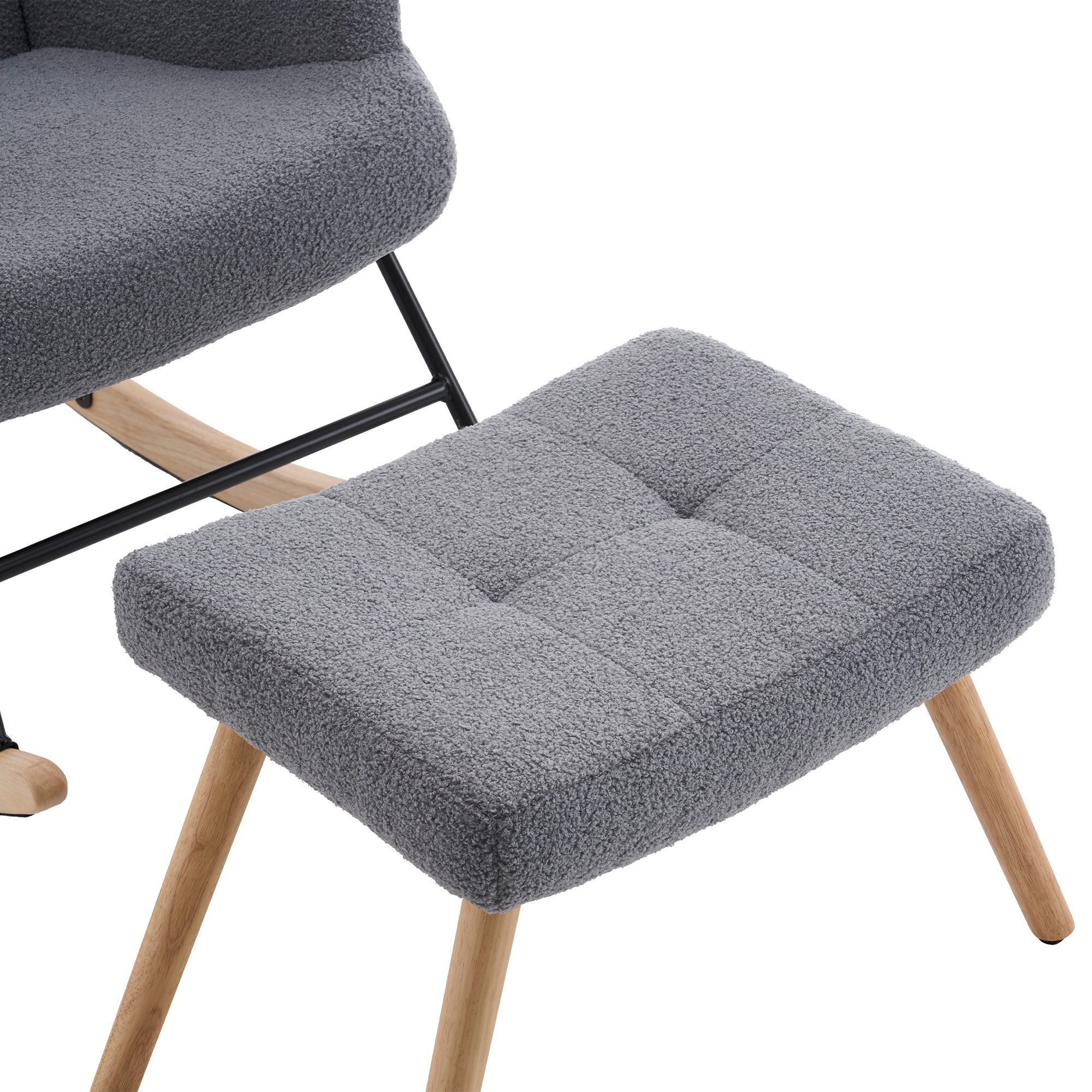 STILVORA Schaukelstuhl Schaukelsessel wohnzimmer Relaxsessel mit Fußstütze,grau (Sherpa-Fleece & hoher Rückenlehne), für Wohnzimmer, Schlafzimmer, Leseecke und Ruhebereiche