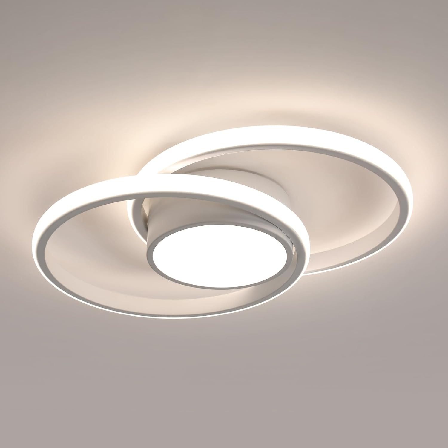 Riserva LED Deckenleuchte LED Deckenleuchte Weiß 42W 4500K Doppelring modern, LED wechselbar