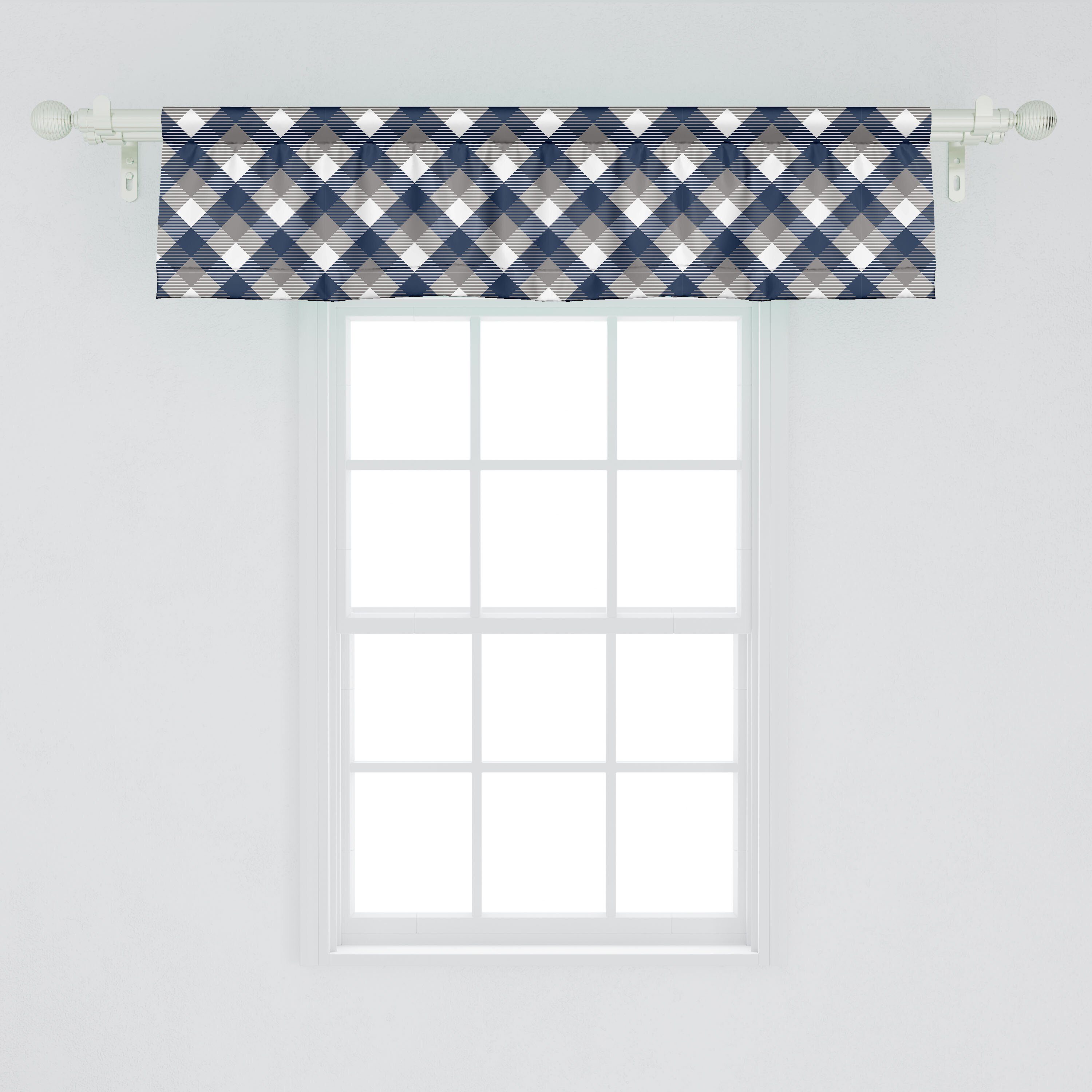 Scheibengardine Vorhang Abakuhaus, Microfaser, Volant Checkered Küche mit Schlafzimmer für Dekor Tartan-Form Kariert Stangentasche