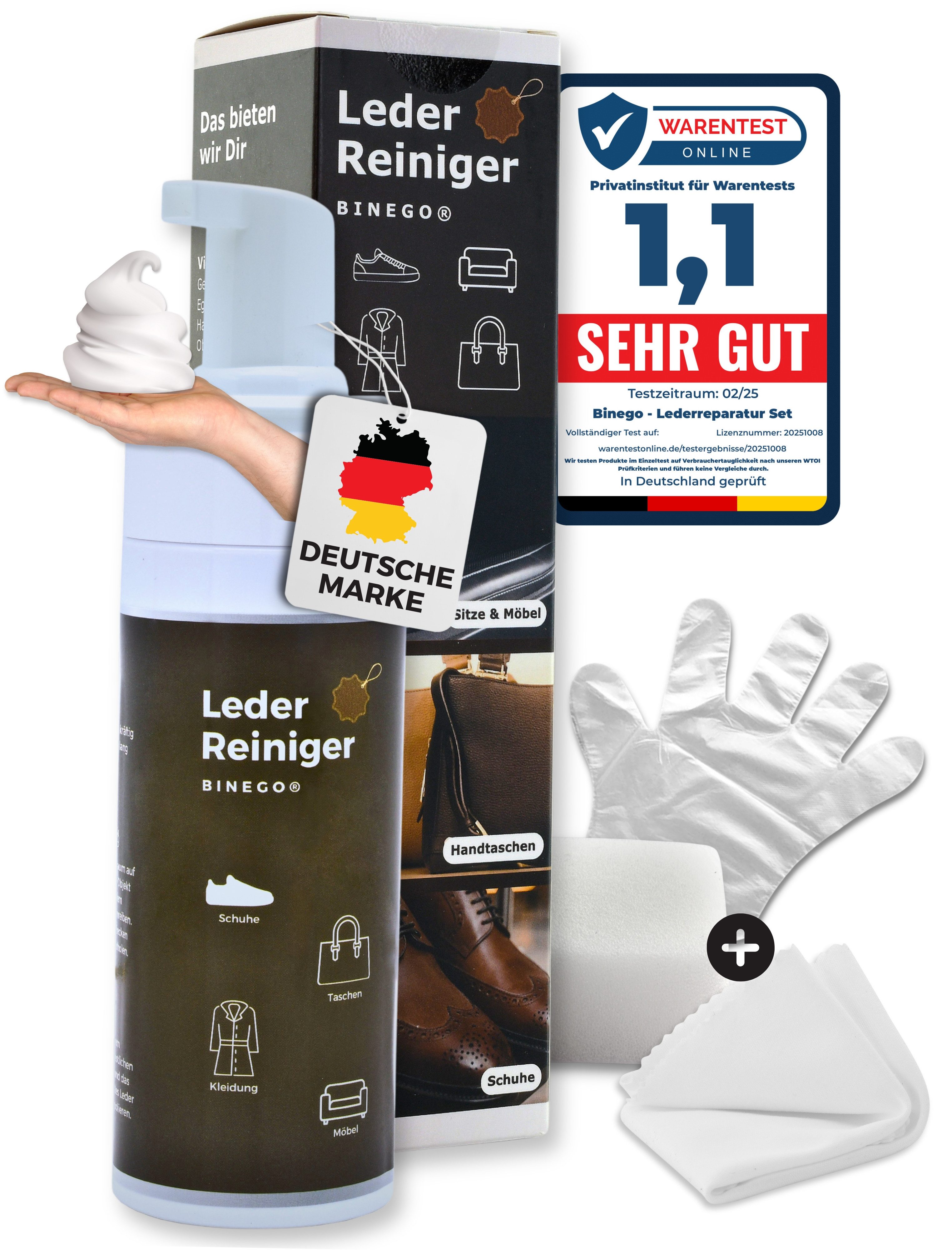Lederpflege Set Leder & Kunstleder Pflegemittel Lederschaum Lederreiniger