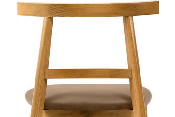 Konsimo Esszimmerstuhl Esstischstühle LILIO Holzstühle Polsterstühle 2 St, hergestellt in der EU, Vintage-Stil, Buchenholzrahmen, Farbe Eiche hell