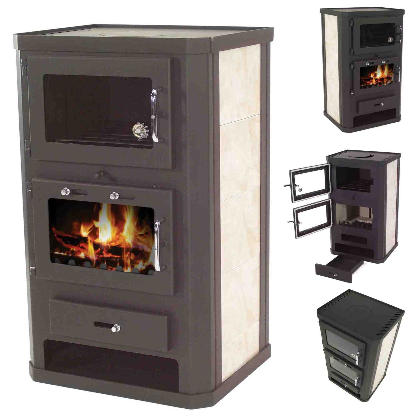 Apex Kaminofen Kaminofen 10kW Backfach + Herdplatte Kachelofen Holzofen 563 günstig online kaufen