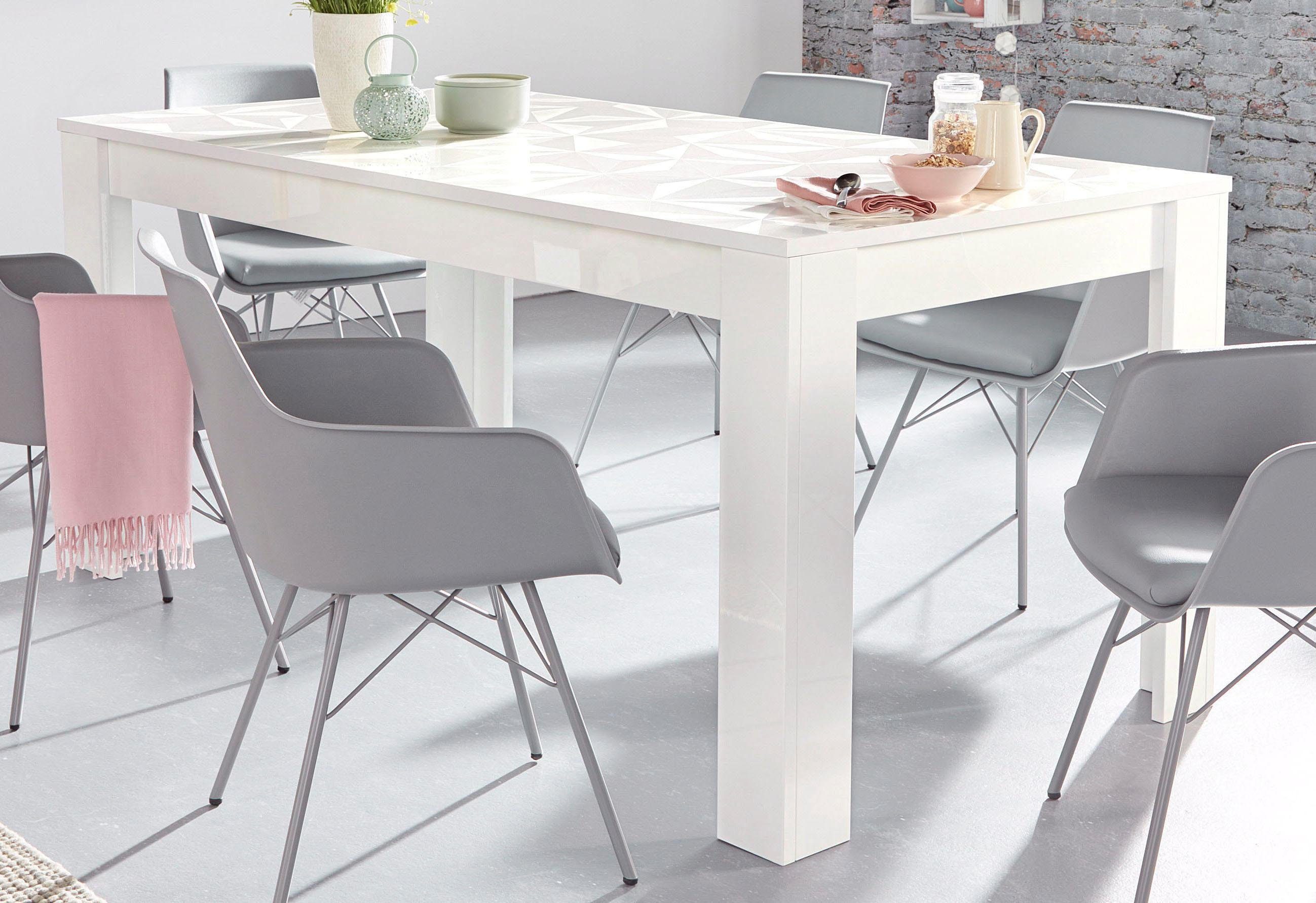 Home affaire Esstisch Prisma 180x90 cm, Küchentisch, Esszimmertisch, rechteckig, Tischplatte Stärke 22 mm u. mit elegantem Siebdruck, Farbauswahl