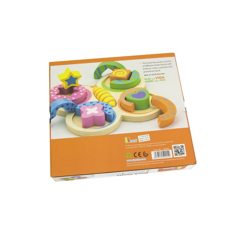 Viga® Holzspielzeug Puzzle Viga Toys - 59924 - Shape Sorting Puzzle - Butterfly, Puzzleteile
