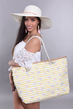 styleBREAKER Strandtasche (1-tlg), Strandtasche mit Streifen und Melone Print