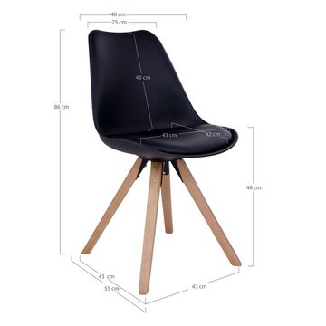 LebensWohnArt Stuhl Design Stuhl SKAGEN (2er Set) schwarz - Holzbeine natural