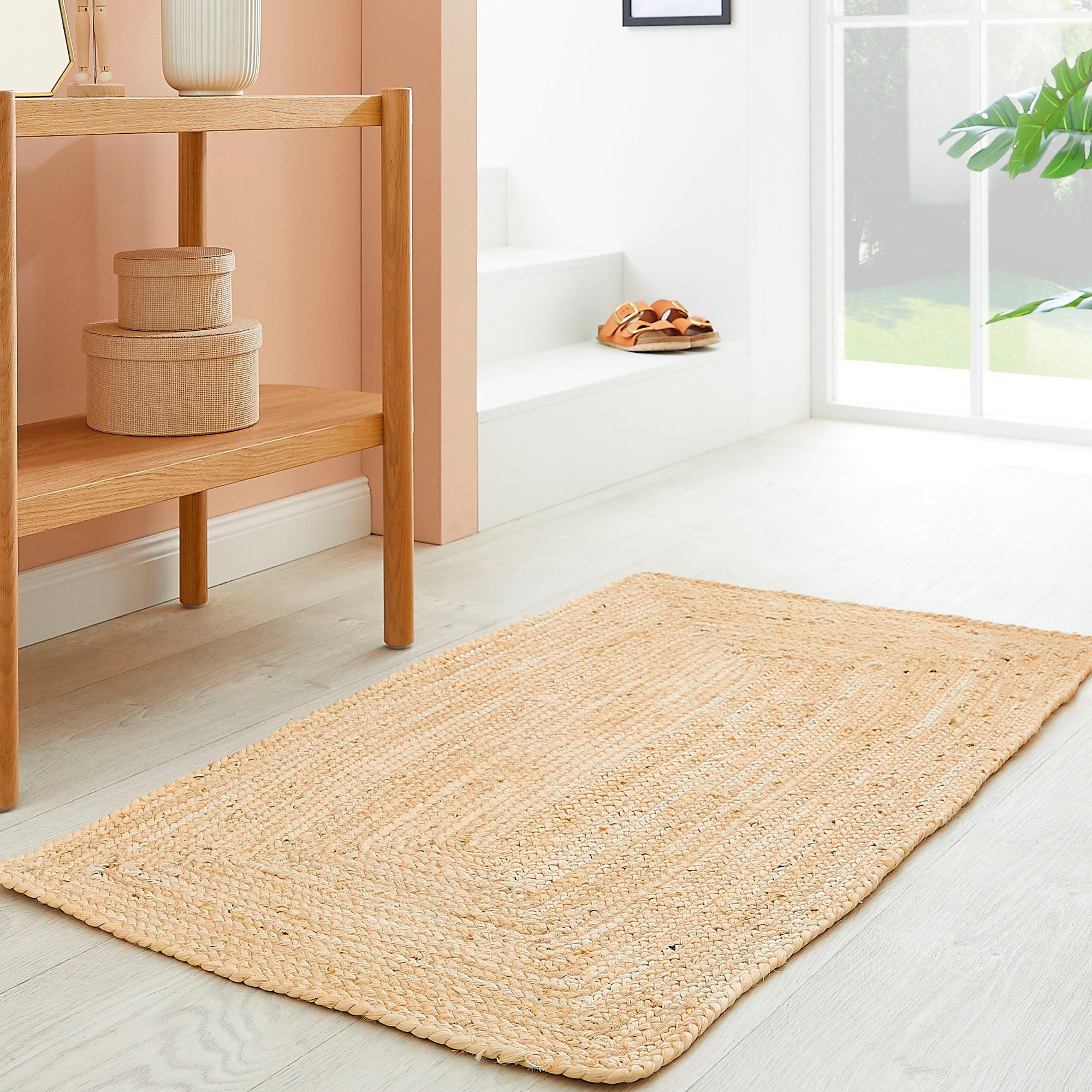 LUXOR living Teppich Ibo, Juteteppich, rechteckig, Höhe: 7 mm, Wendeteppich, handgeflochten, Naturfaser, Boho-Style