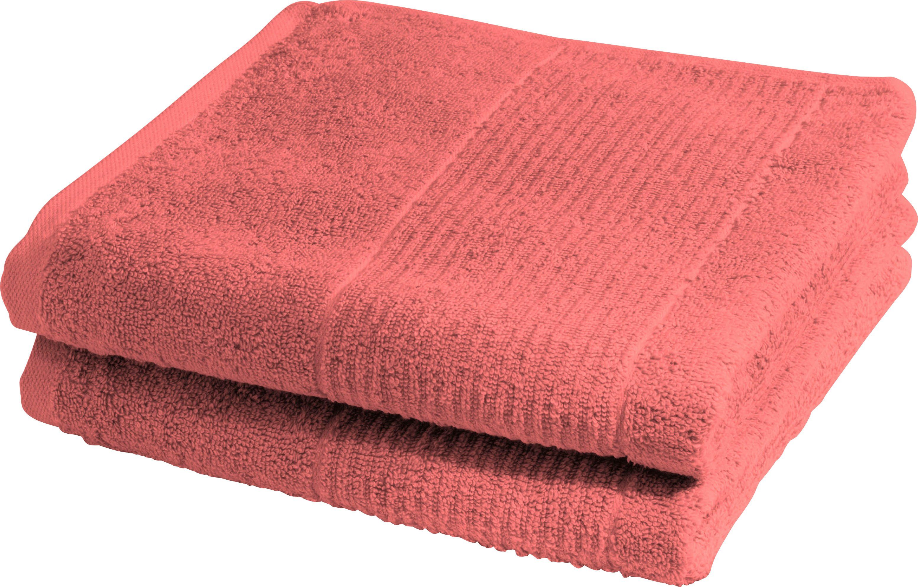 rot-hellrot unifarben hochwertig Handtücher und fleuresse (2-St), 2828, Frottier