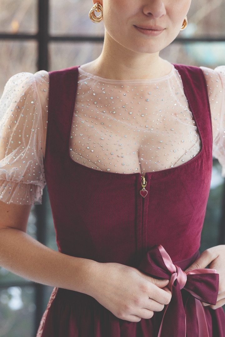 Alpenfee Tracht Dirndlbluse Dirndlbluse - LOTTI - weiß, rosa