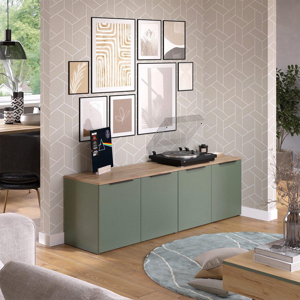 Vicco Wohnwand Wido, Grün/Sonoma, 2 Teile günstig online kaufen