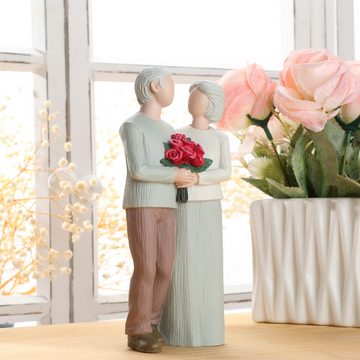 HYTIREBY Dekofigur Liebevolles älteres Paar Figuren, Hochzeitstag Statuen (1 St), geformte handgemalte Figuren Geschenke für Eltern Großeltern