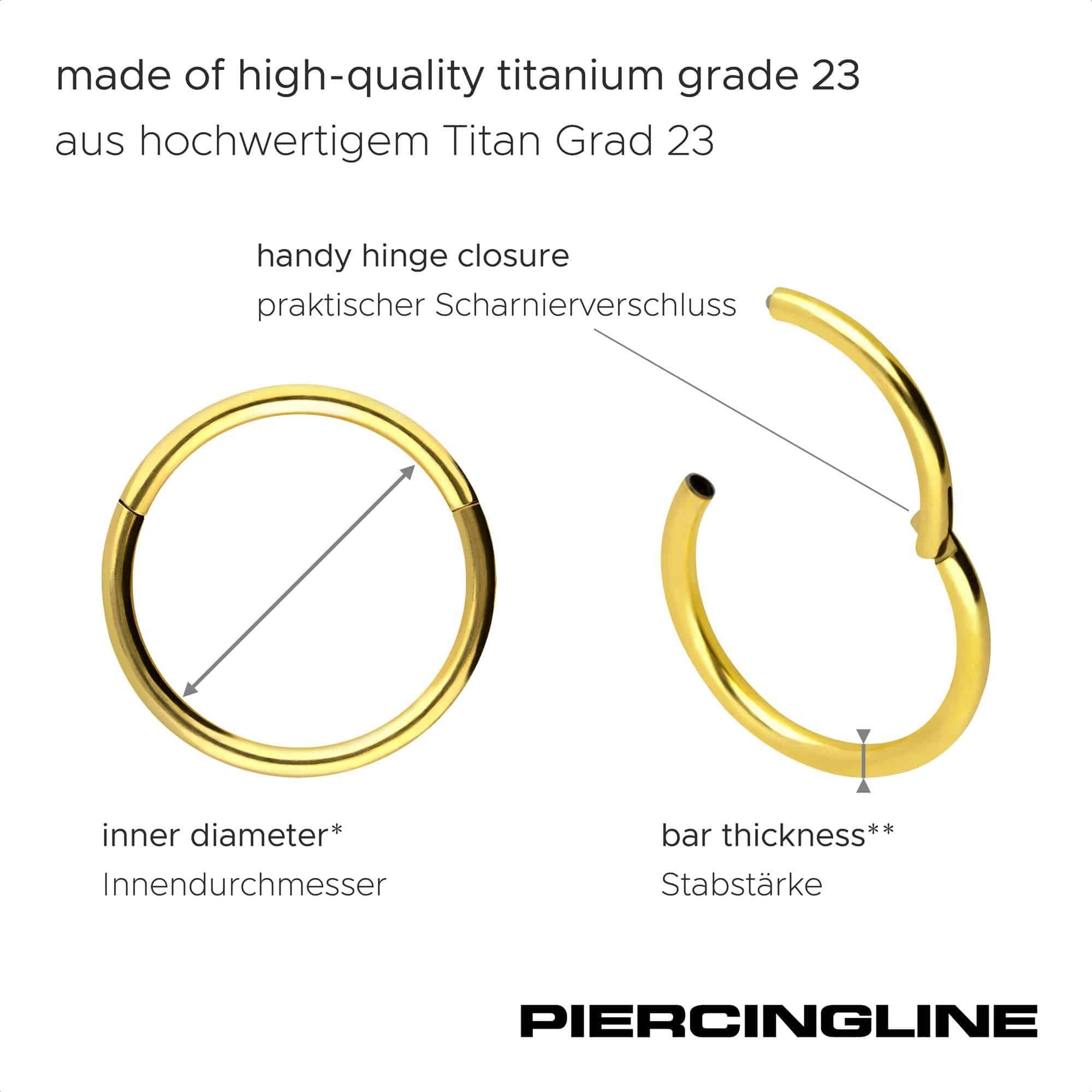 PIERCINGLINE Nasenpiercing Titan Segmentring Clicker Ohrpiercing Septum Nase (Clicker, 1-tlg), Ohrpiercing für Conch, Helix, Tragus, Daith, Lobe