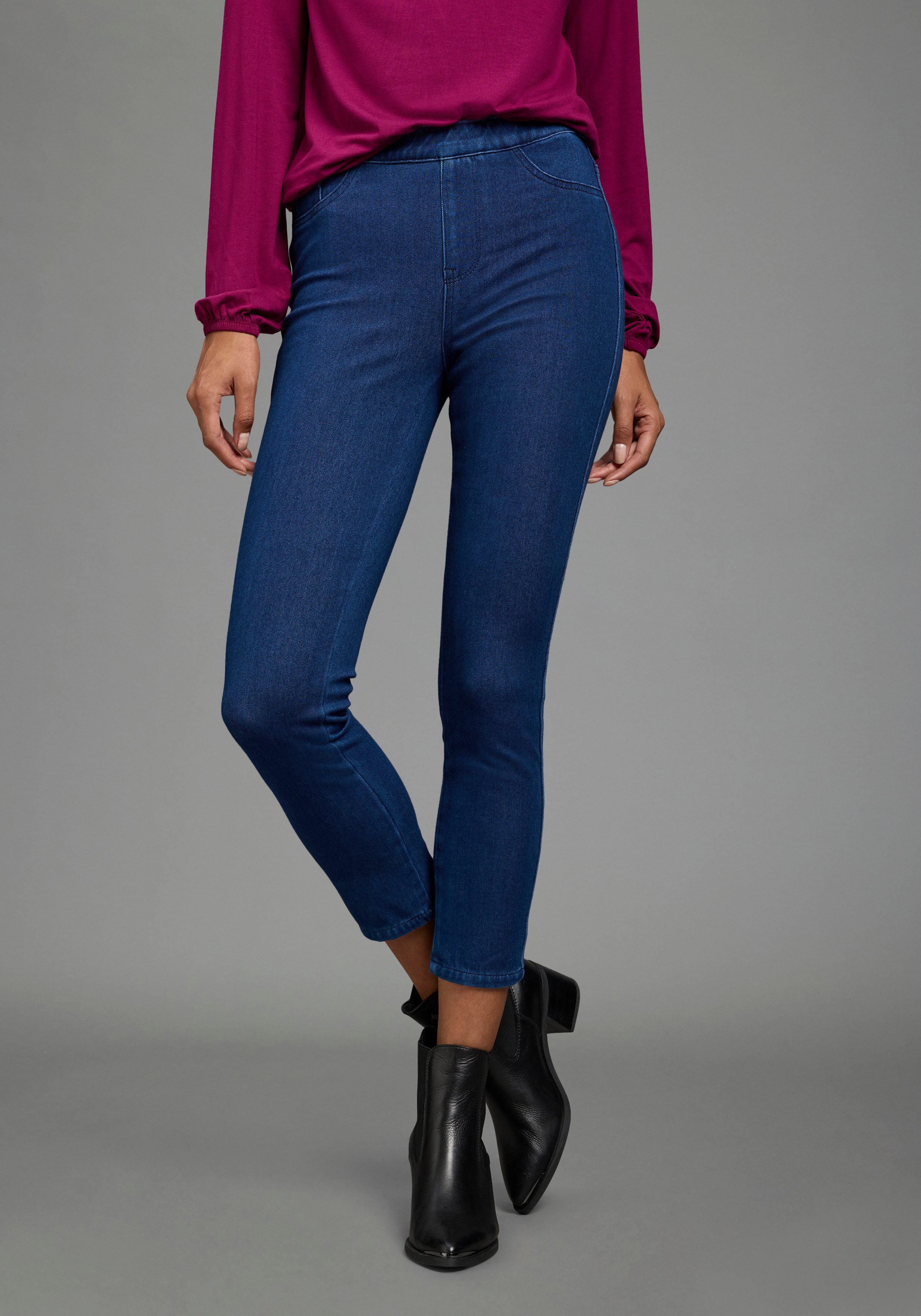 Arizona Jeansjeggings im 4 Way Stretch, Quer- und Längselastisch, 7/8 extra-enger Skinny-Fit, normale Leibhöhe, 7/8-Länge