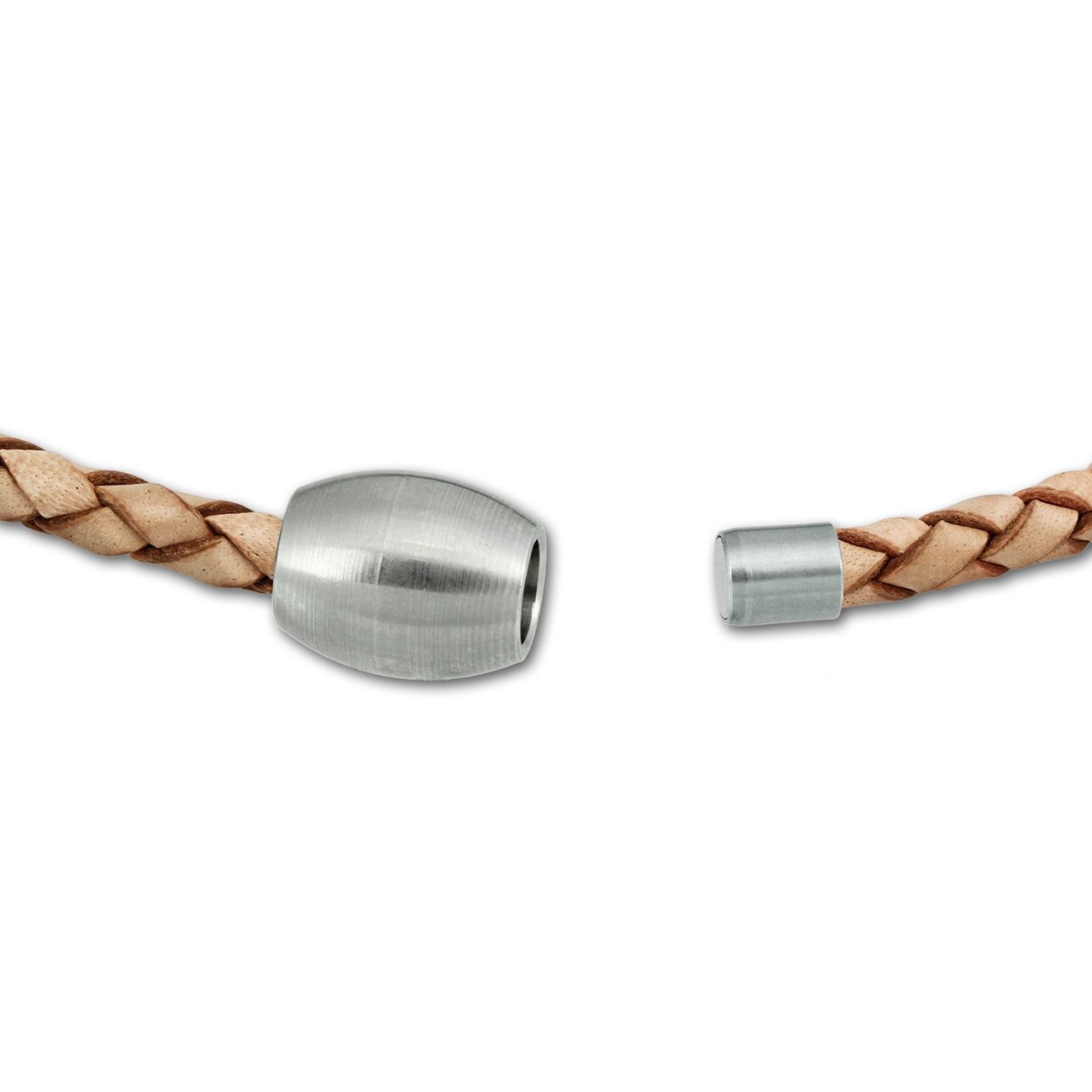 SilberDream Edelstahlarmband SilberDream Leder Armband 21cm natur (Armband), Armbänder für Damen, Herren aus Edelstahl (Stainless Steel), Farbe: na