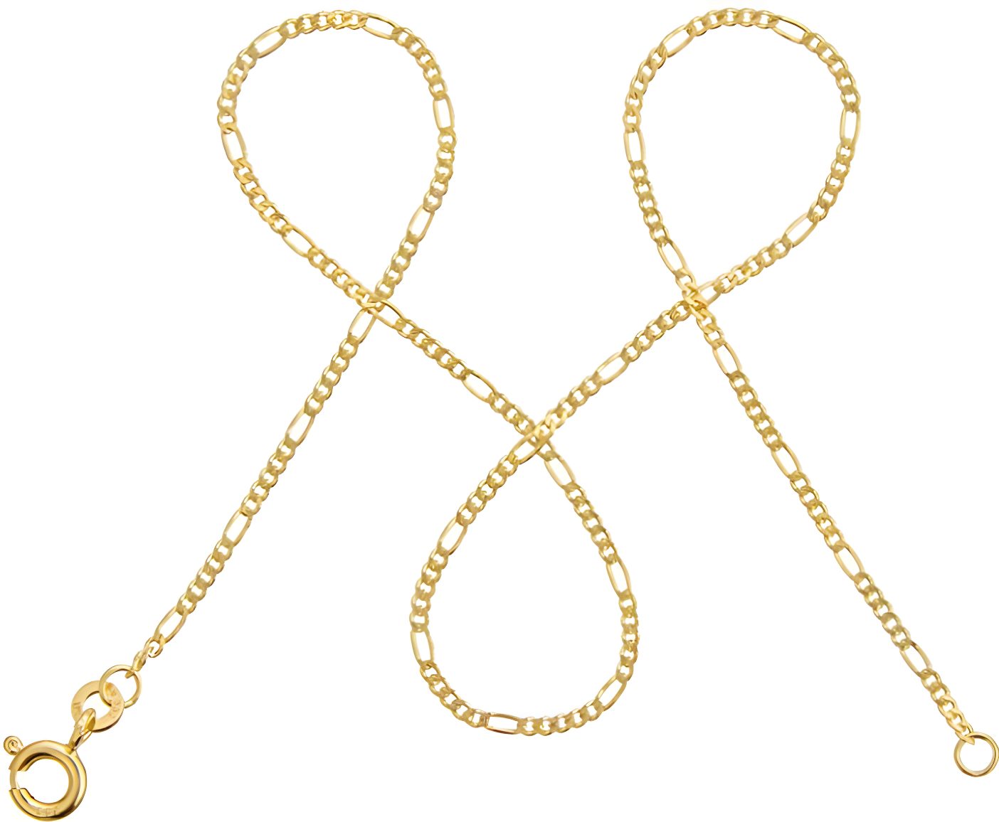 modabilé Goldkette Figarokette Diamantiert 333 Gold, Halskette Damen 1,5mm, Damenkette 36cm dezent, Kette Made in Germany
