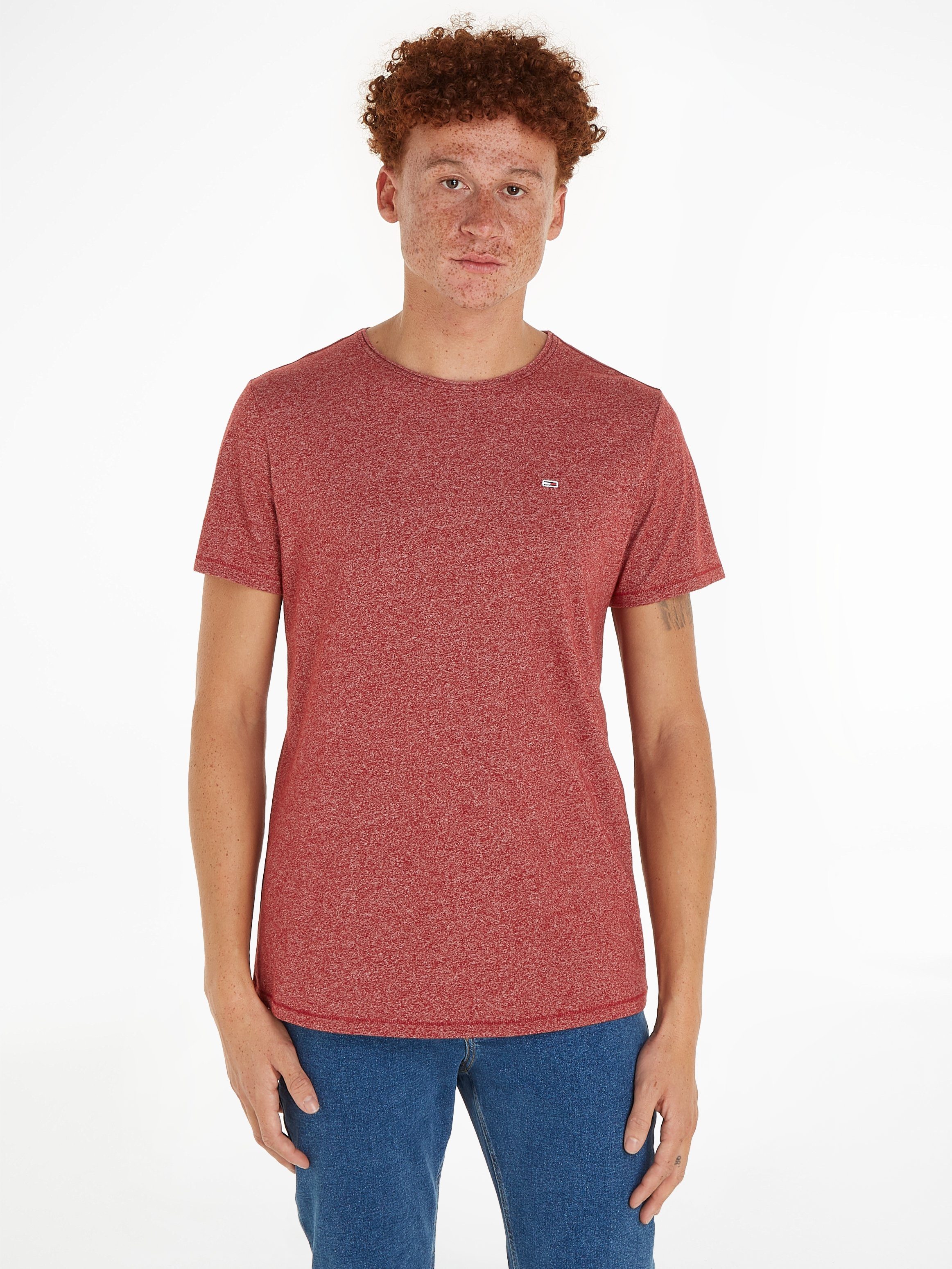 Tommy Jeans Plus T-Shirt TJM XSLIM JASPE C NECK EXT mit Tommy Jeans Logo auf der Brust Magma Red | T-Shirts