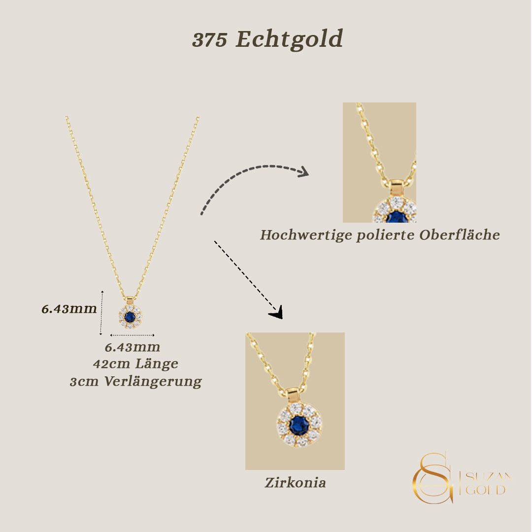 Suzan Gold Kette mit Anhänger SuzanGold® Celestia Glow Goldkette Damen, Hal günstig online kaufen