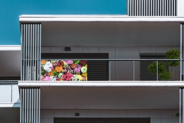 MuchoWow Balkonsichtschutz Blumen - Chrysantheme - Farben - Collage (1-St) Balkonbanner, Sichtschutz für den Balkon, Robustes und wetterfest