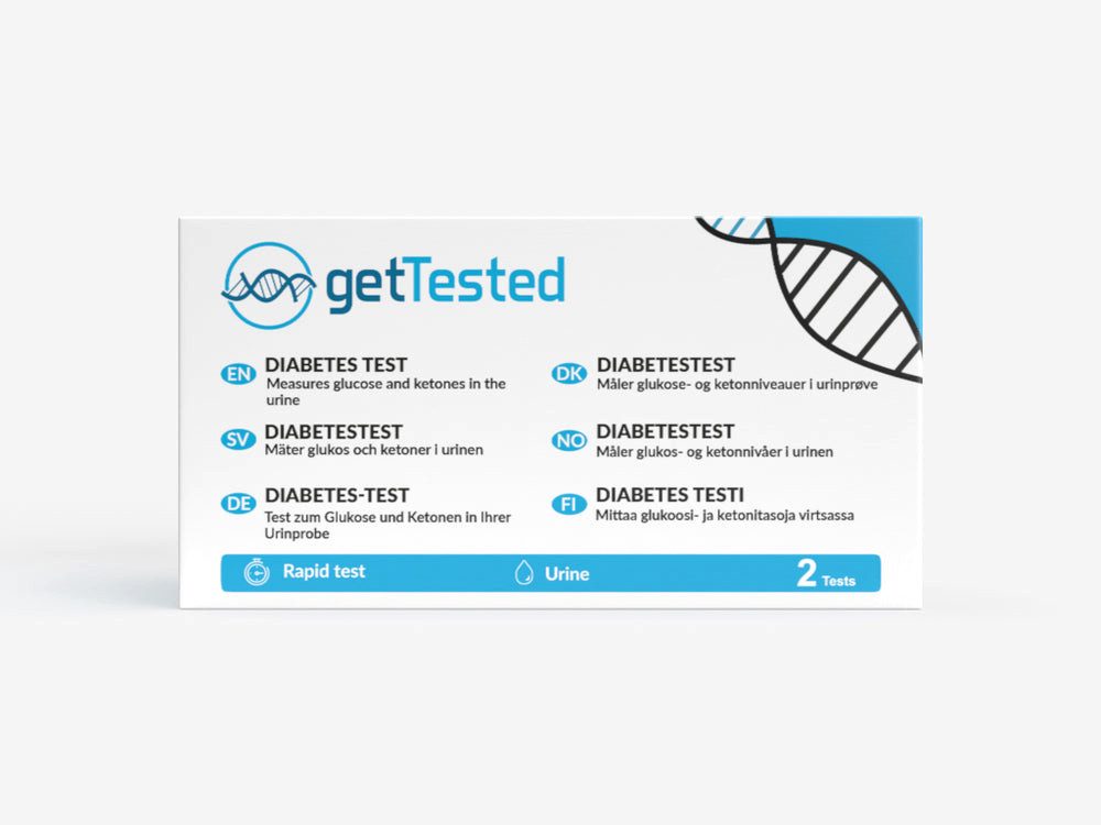 GetTested International AB Blutzucker-Teststreifen Diabetes Test Ketone & Glukose – Urinstreifen, 2 Messparameter, Testkit, 1-tlg., Glukose- und Keton-Urintest, Glukose- und Keton-Urinstreifen
