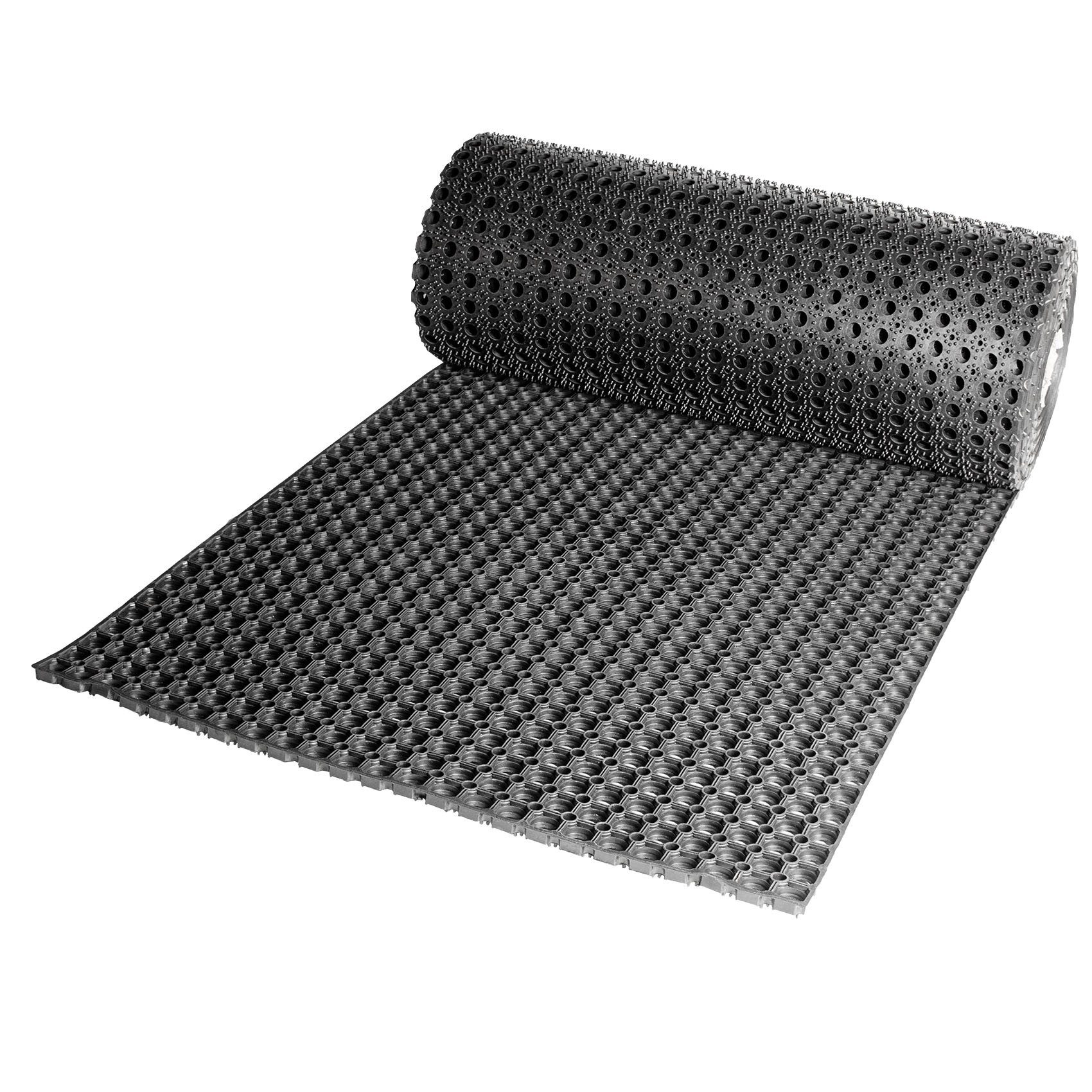 ANRO Bodenschutzmatte Ringgummimatte Grip 3 Stärken Wabenmatte Meterware Lochmatte, 1x Gummimatte gelocht, 1-St., 1Stück auf einer Rolle, Ringmatte 22mm Stark mit Wabenprofil Drainage 50x100cm Schwarz