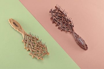 Ninabella Haarbürste Lange & Nasse Haare - Bürste aus Kokosnussschalen - Beige, Bio Haarbürste für Damen, Männer & Kinder - Entwirrbürste für Locken