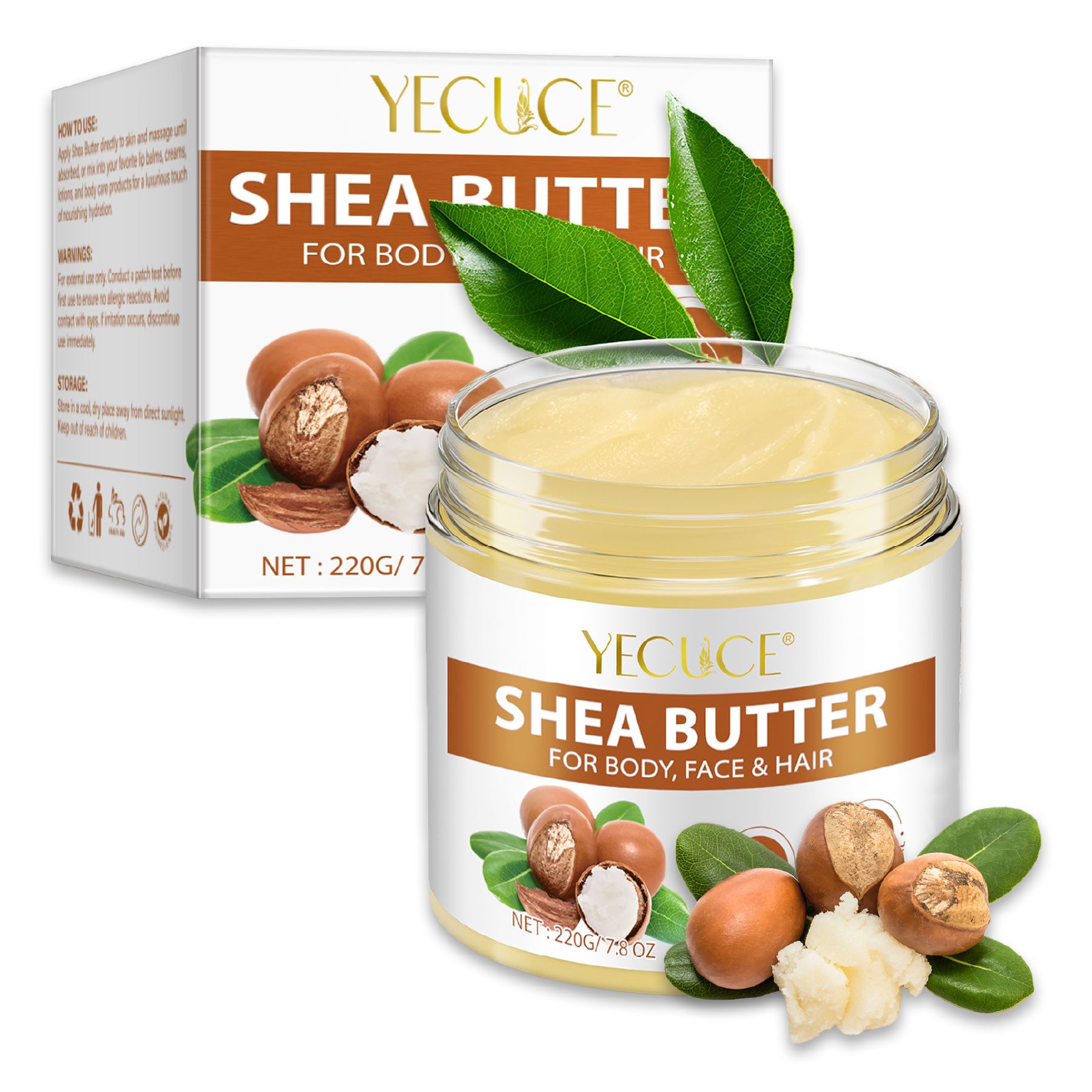 ALIVER Körpercreme Shea Butter Körperbutter 100% Rein Naturbelassen Gesicht Hautpflege, 1-tlg., Hautpflege, Tagescreme, Haarpflege, Gesichtscreme