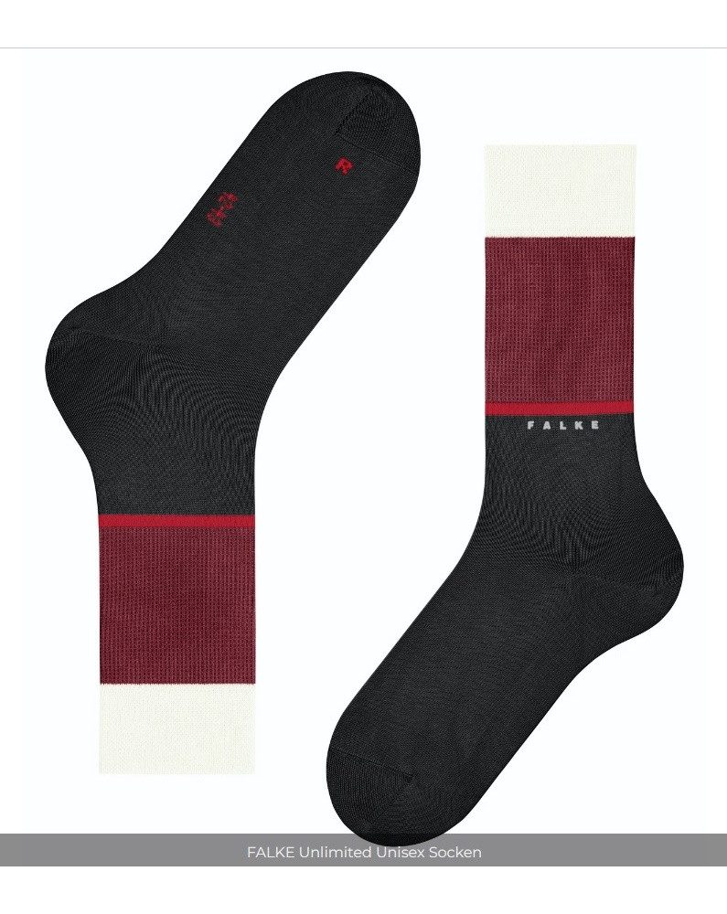 FALKE Socken Tagessocke Crew Unlimited (modisches Design, Bio-Baumwolle) schwarzrot