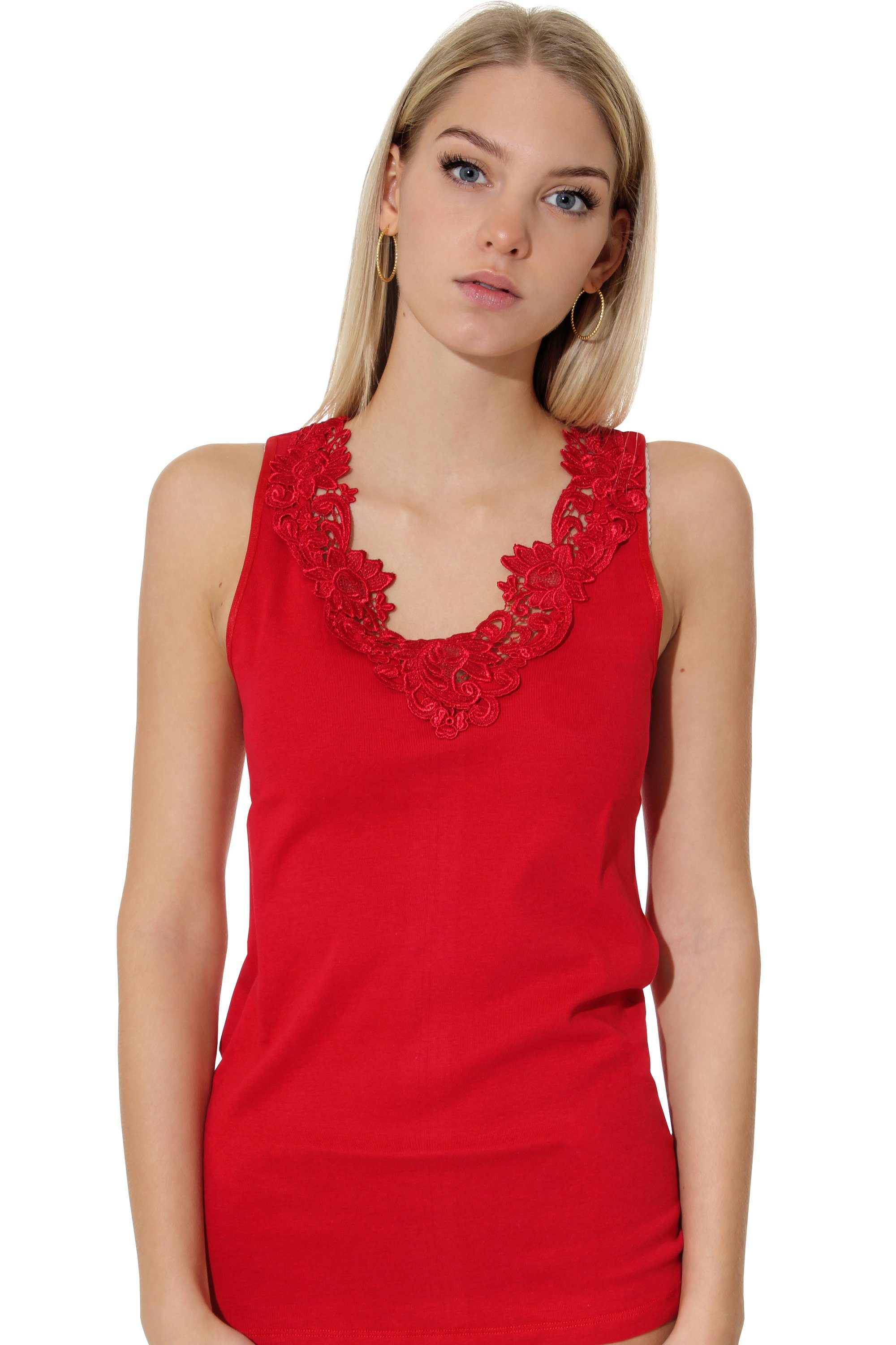 Cotton in mit rot angenehmer Baumwollqualität Unterhemd Prime® Spitze