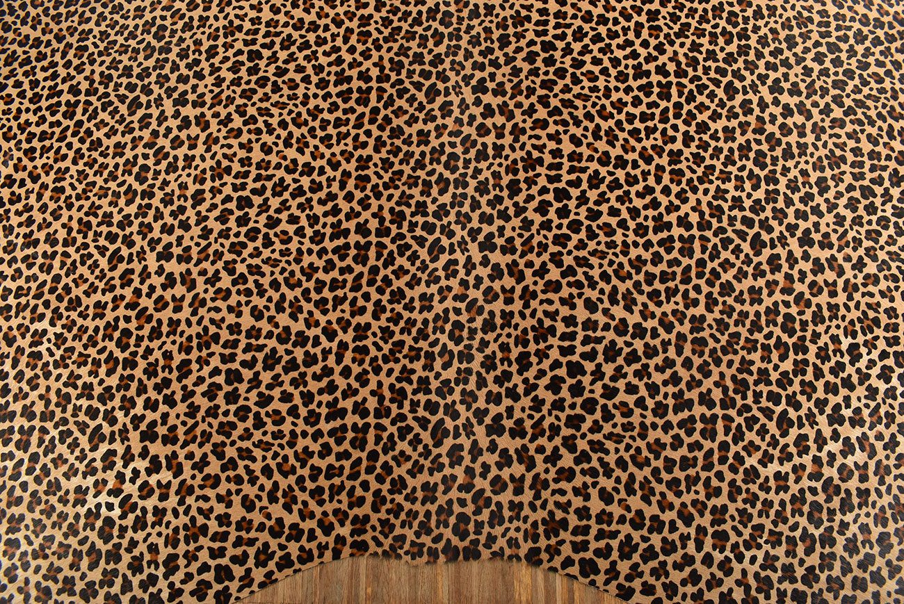 KUHFELL online & NOMAD Fellteppich KUHFELL TEPPICH STIERFELL MIT LEOPARDEN OPTIK ca. 210 x 190 cm