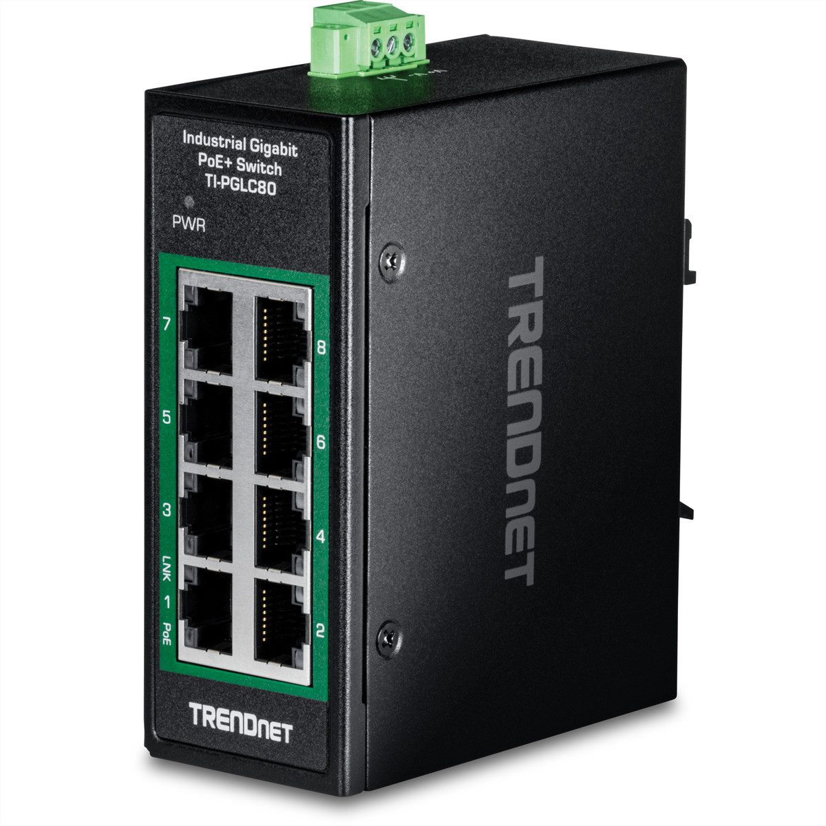 TI-PGLC80 8-Port Gigabit PoE+ Industrial DIN-Rail Mini Switch Netzwerk-Switch