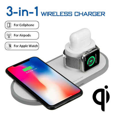 2Pace Smartphone-Dockingstation 2Pace® 3 in 1 QI Charger 10W Ladegerät Ladestation für Apple Watch, Airpods Anschluss,Apple Watch Anschluss