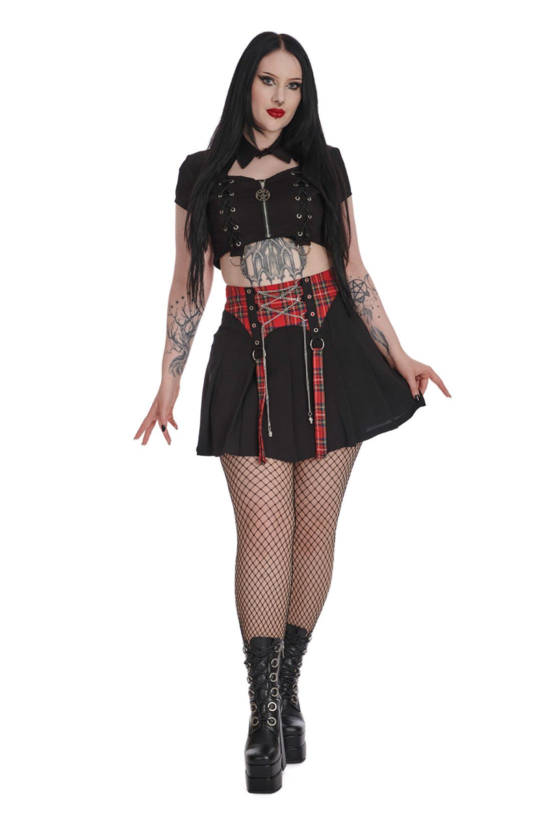Banned Plisseerock Isadora Tartan Punk Gothic Goth Grufti