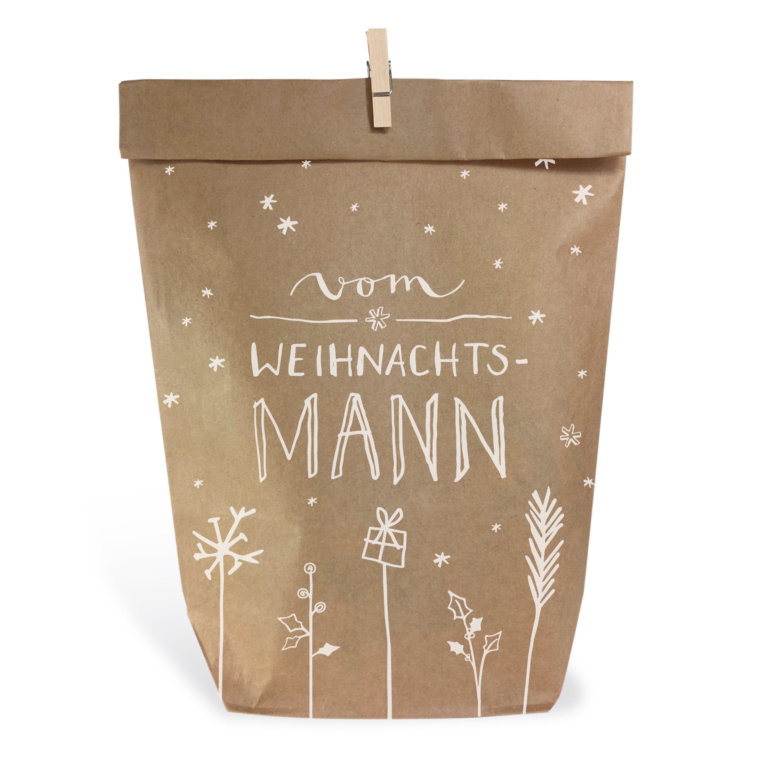 Eine der Guten Verlag Geschenkpapier 24 Weihnachtstüten - vom Weihnachtsmann - mit 24 Miniklammern