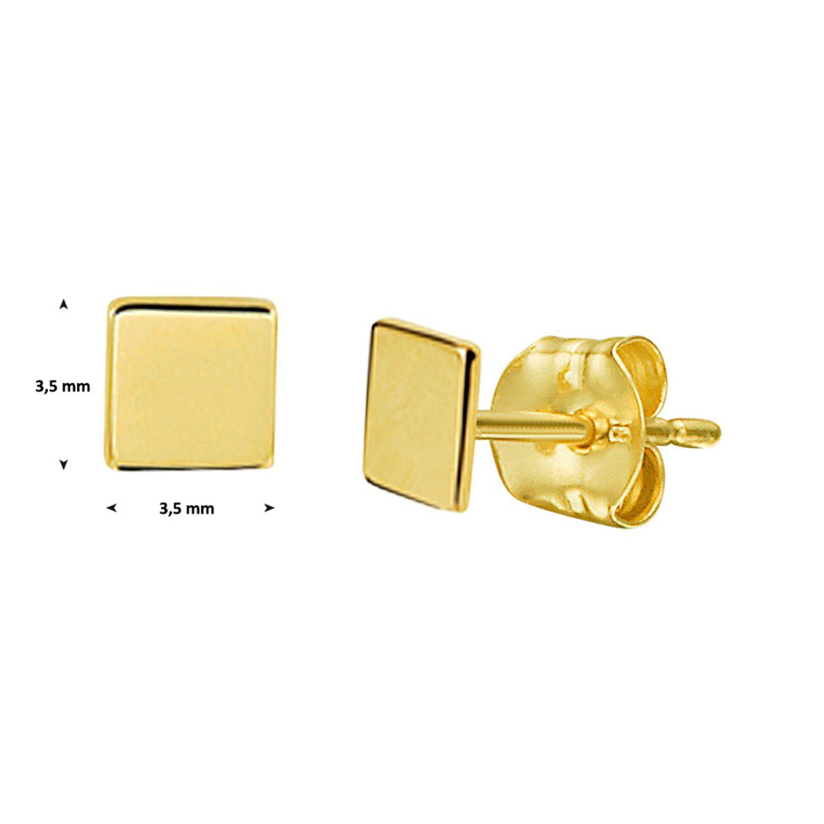 NICEANDnoble Paar Ohrstecker 585er Gelbgold kleine Ohrstecker Plättchen Quadrat