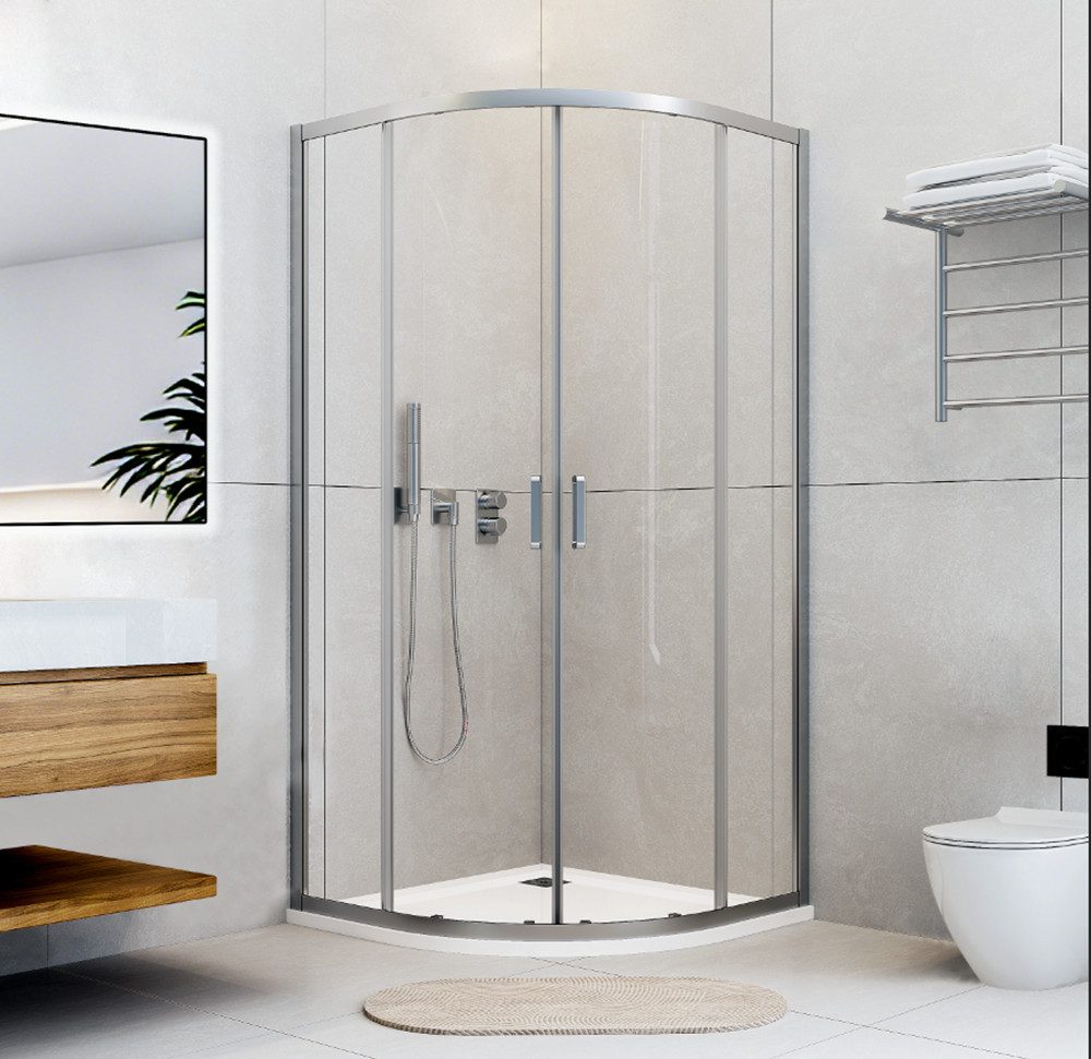 welltime Runddusche Summer Deluxe, BxT: 80x80 cm, Einscheibensicherheitsglas, Der Klassiker mit verbessertem Rahmen und neuem Rollensystem