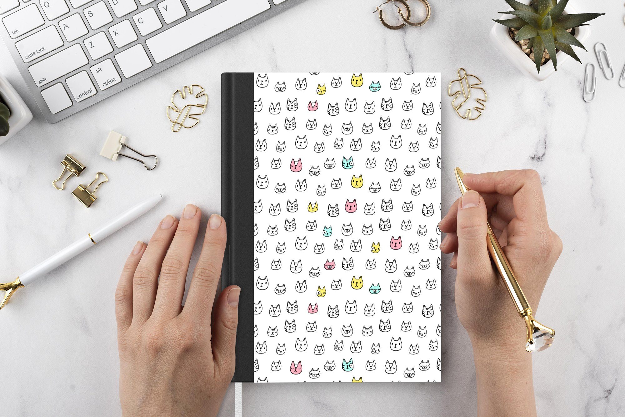 MuchoWow Notizbuch Mädchen - Katze Haushaltsbuch - - Tagebuch, Muster A5, - Notizheft, Mädchen - Seiten, Haustiere Kinder - Merkzettel, 98 Kinder, Journal