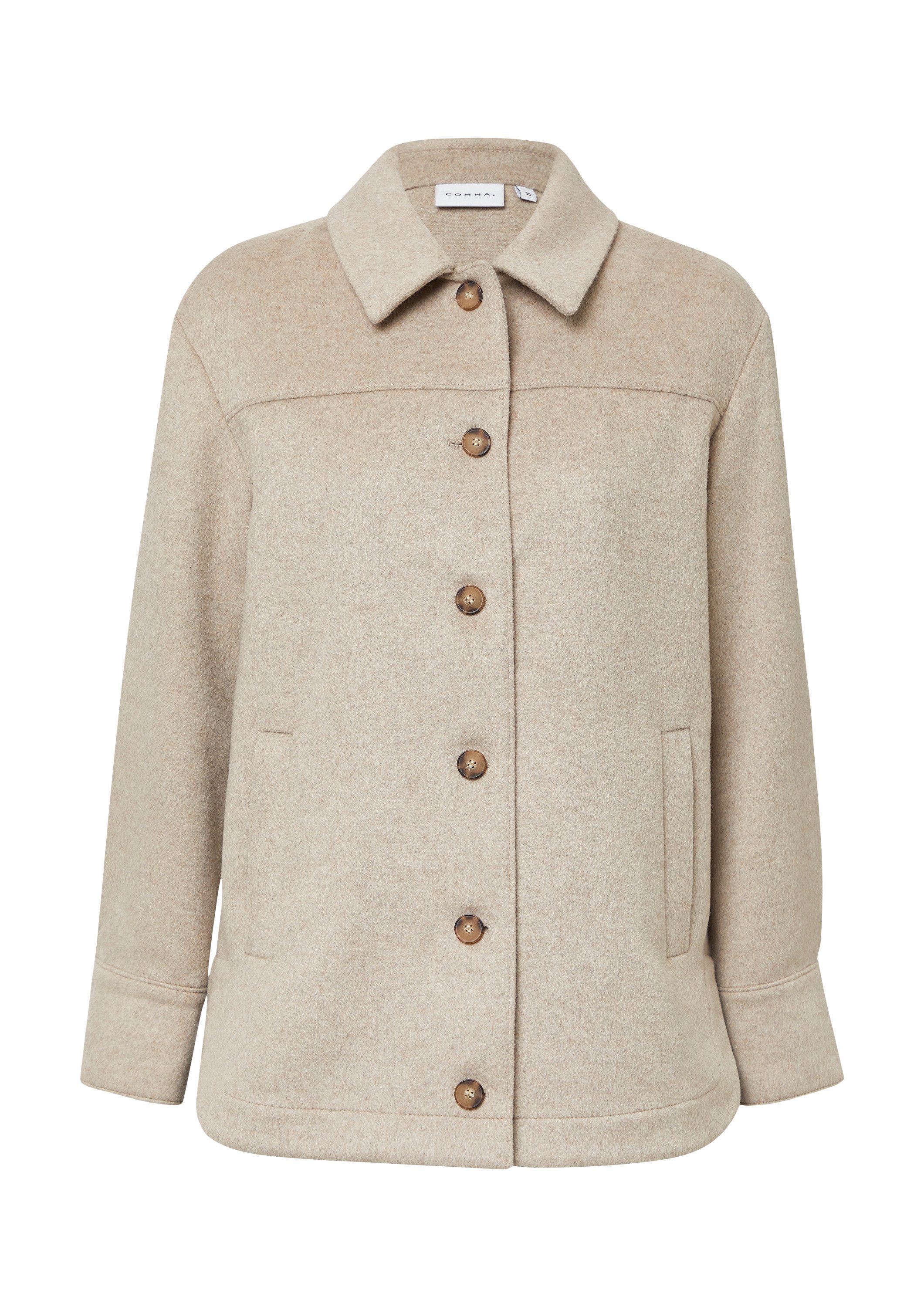 comma Hemdjacke Indoor-Blazer Doubleface-Overshirt aus Wollmix günstig online kaufen
