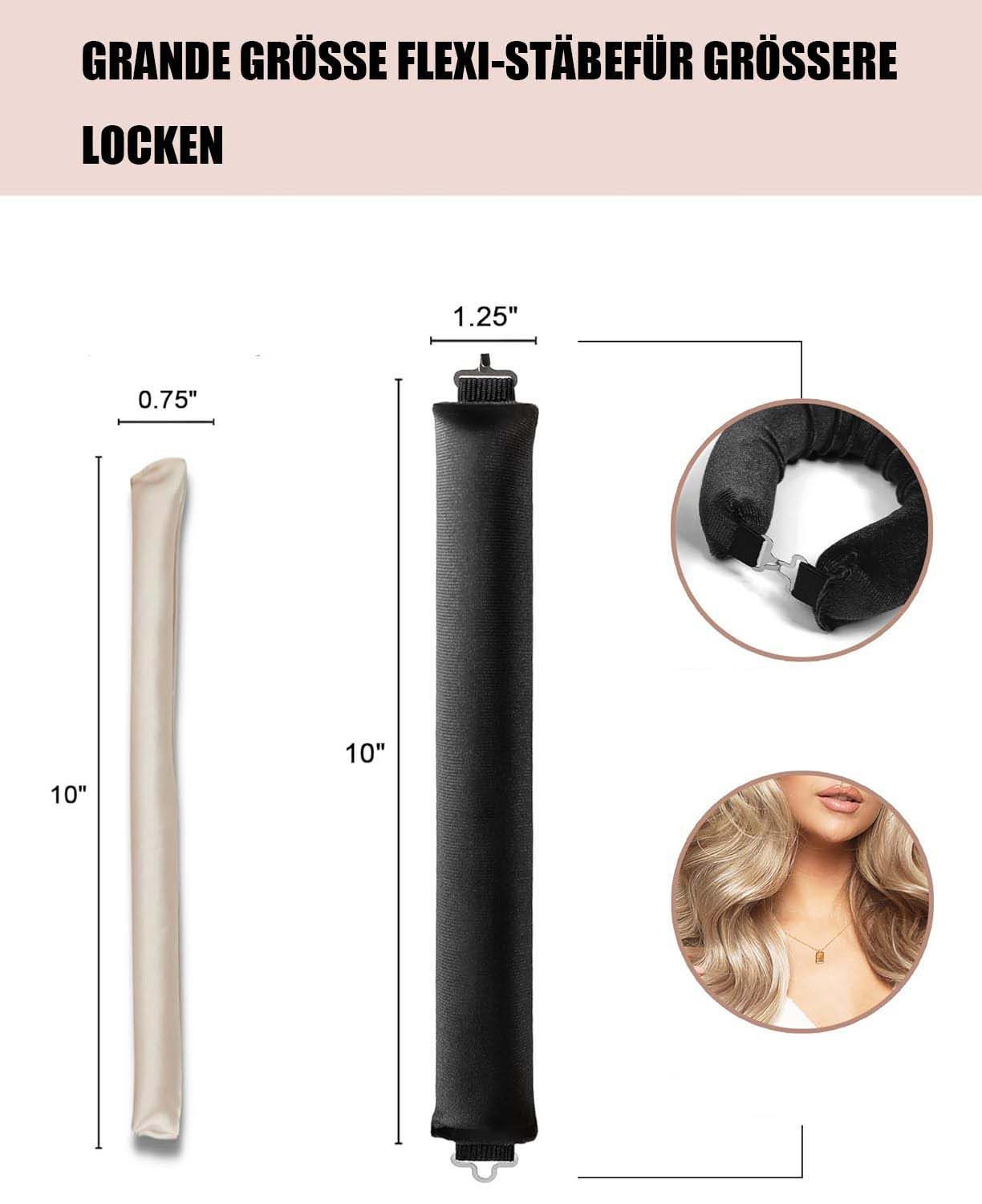 Bextsrack Lockenwickler 4 Stück Hitzefreier Lockenwickler, Flexi Stangen mit Haken