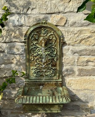 Aubaho Gartenbrunnen Brunnen 66cm Waschbecken Brunnen Eisen grün Wandbrunnen antik Stil Gar