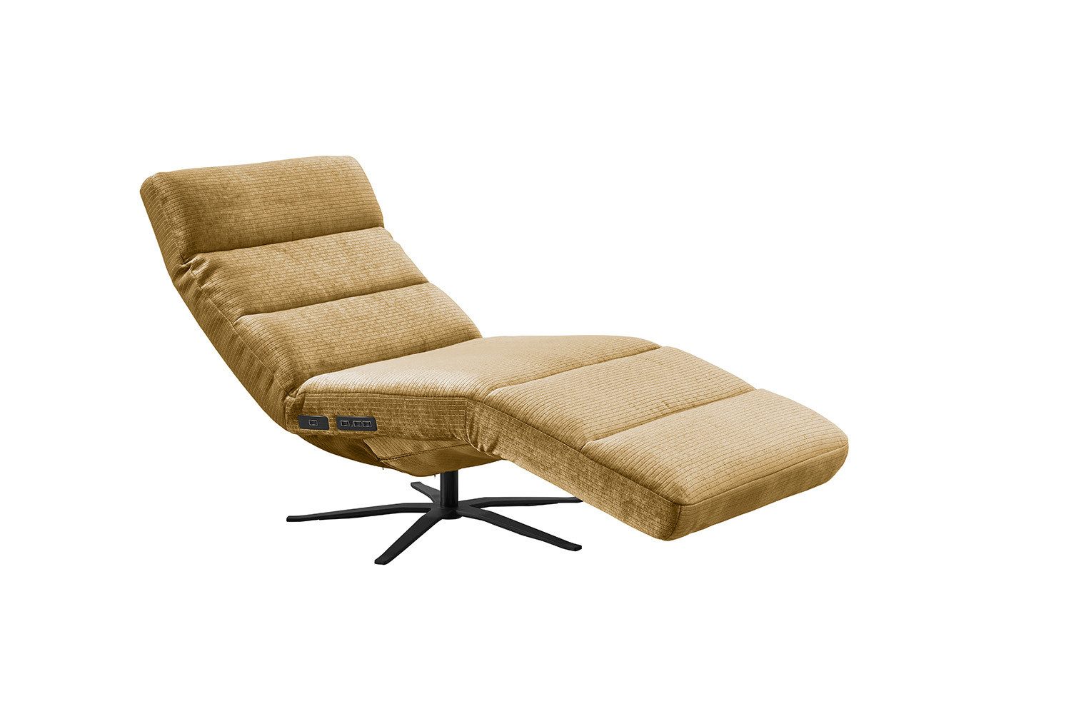 KAWOLA Relaxliege ALINA Cord senf - Motorisch & Bequem - TV Liege, 360° drehbar, motorisch, Komfortpolsterung, Cord Vintage Look