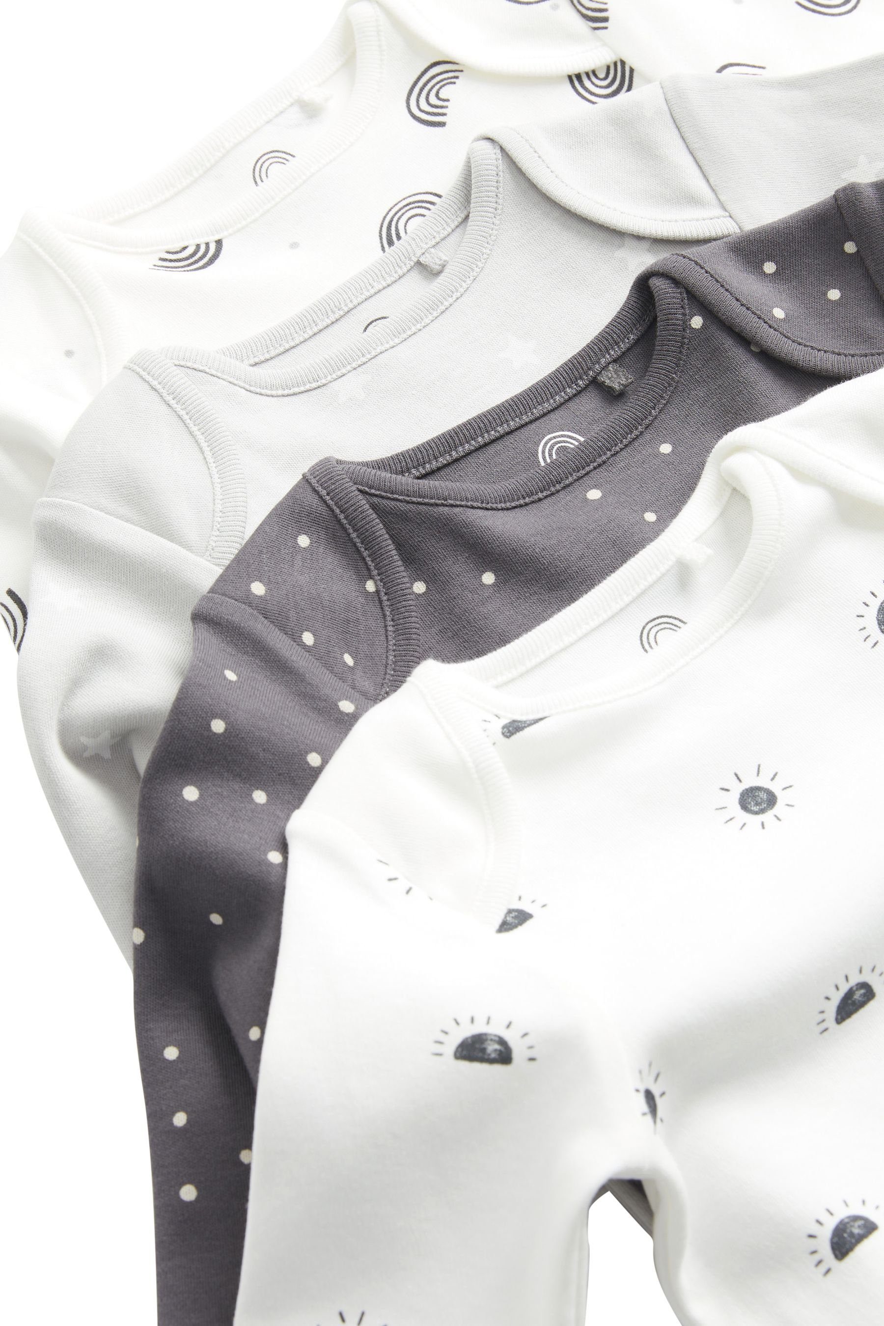 Langarmbody (4-tlg) Next im Monochrome gemusterte 4er-Pack Babybodys Langärmelige