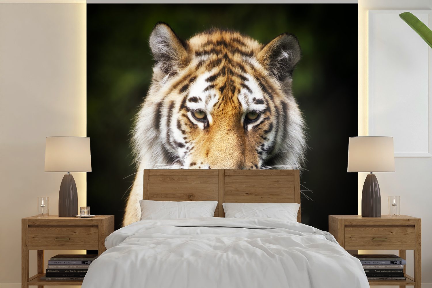 MuchoWow Fototapete Tiger - Tiere - Natur, Matt, bedruckt, (5 St), Vinyl Tapete für Wohnzimmer oder Schlafzimmer, Wandtapete