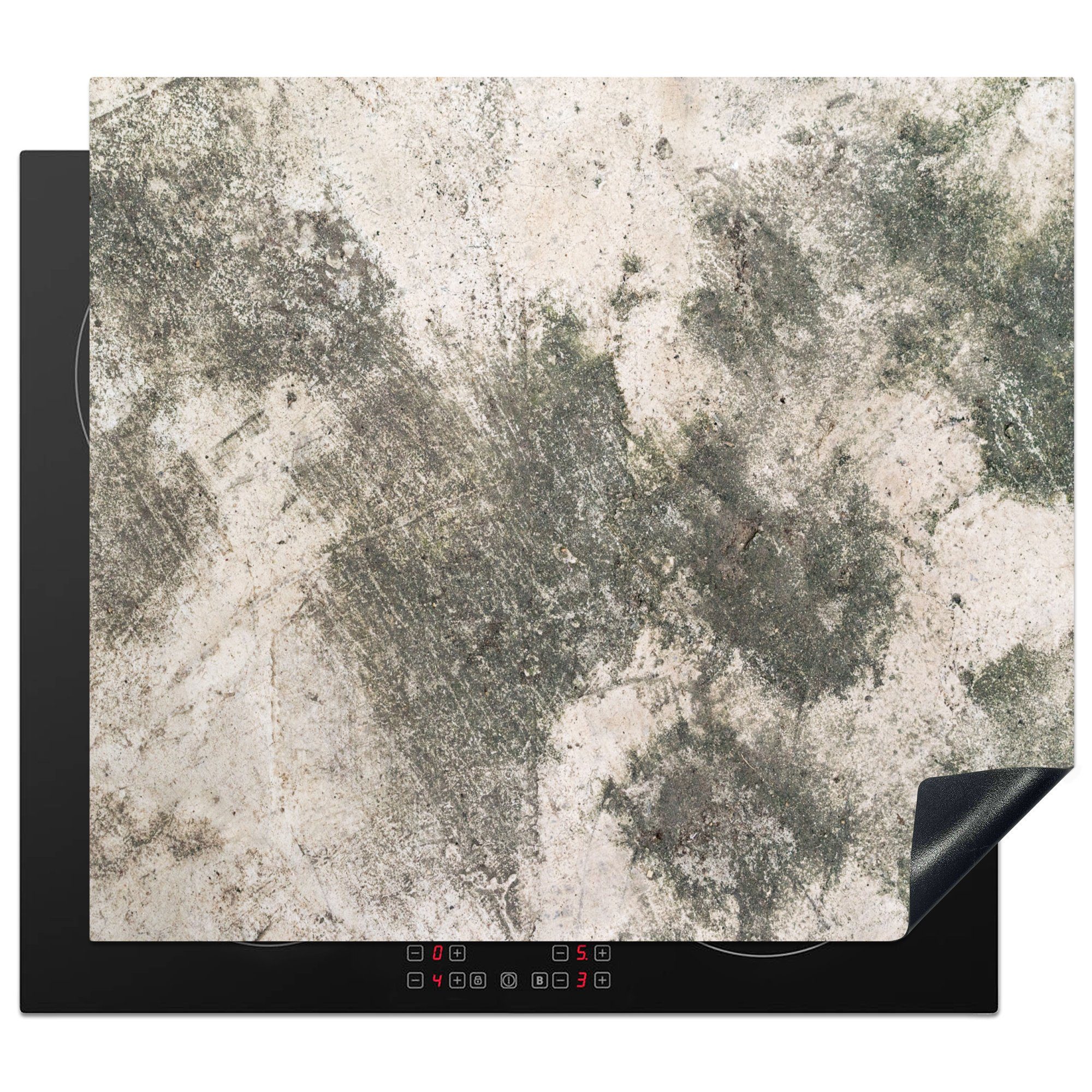 MuchoWow Herdblende-/Abdeckplatte Beton - Rost - Vintage - Industriell, Vinyl, (1 tlg), 57x51 cm, Induktionsschutz, Induktionskochfeld, Ceranfeldabdeckung