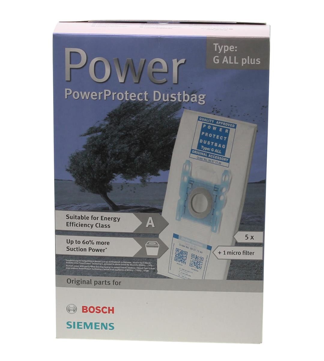 Staubsaugerbeutel Bosch Siemens 00577549 Type: G ALL Plus 5x Staubsaugerbeutel + 1 Micro